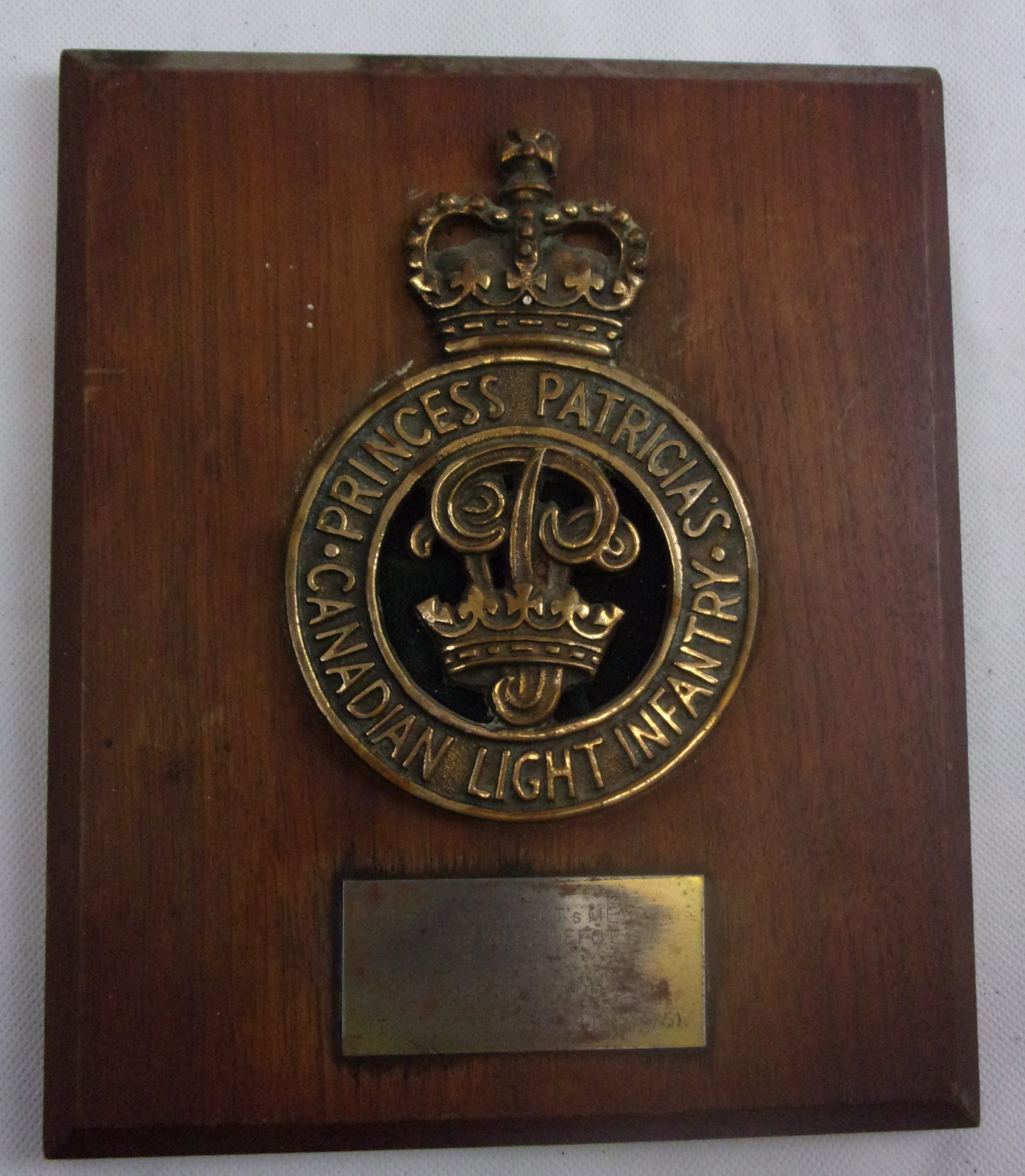 Princess Patricia's Canadian Light Infantry Bronze Plaque