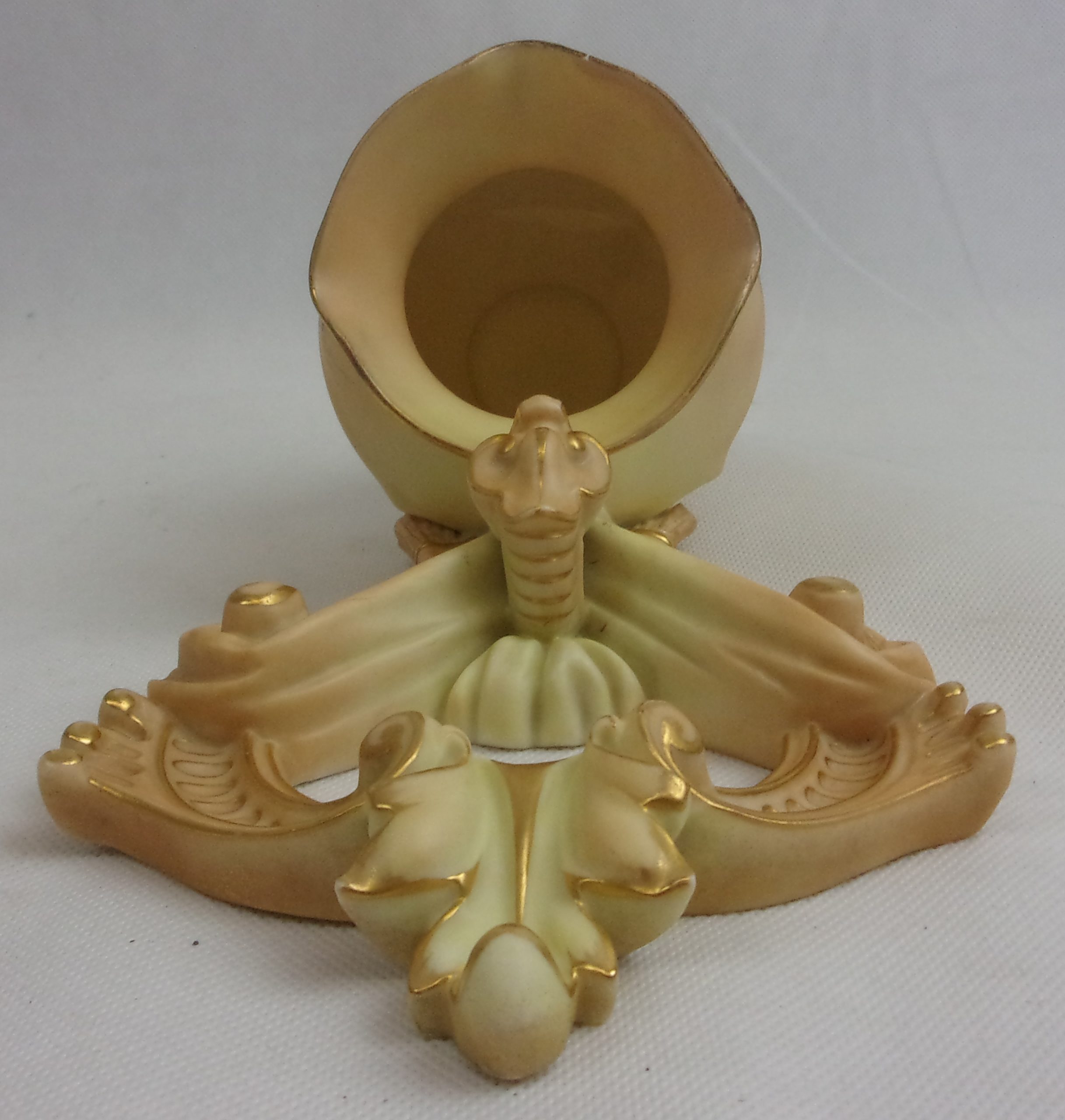 1895 Royal Worcester Hand Painted Blush Ivory Ornate Wall Pocket Floral Decor - Image 4
