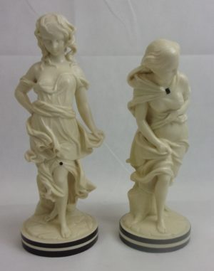 Royal Worcester Fine Pair Of James Hadley Porcelain Classical Figurines 1865
