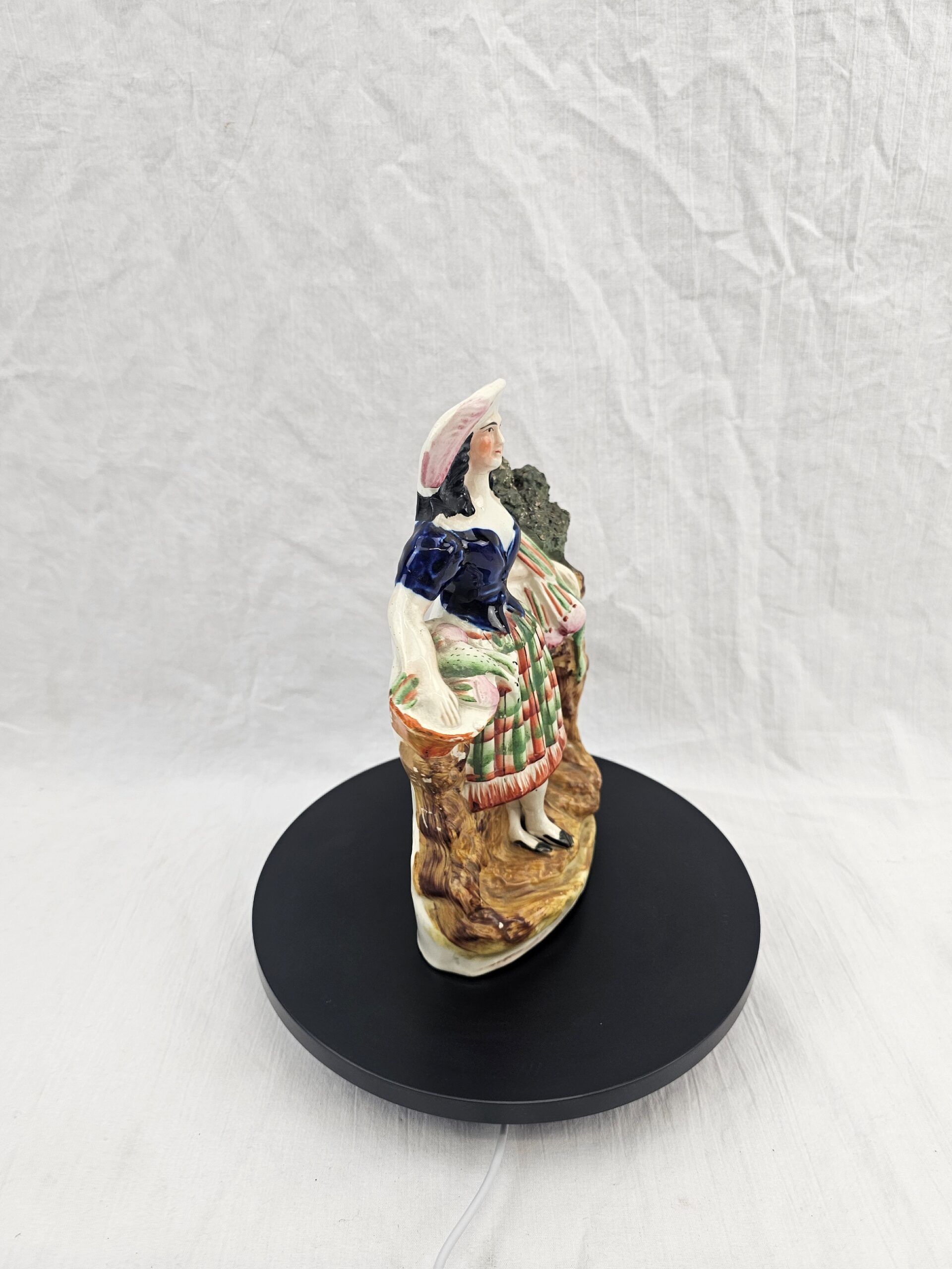 19th Century Staffordshire Pottery Figure - Highland Lass with Game Birds - Image 5