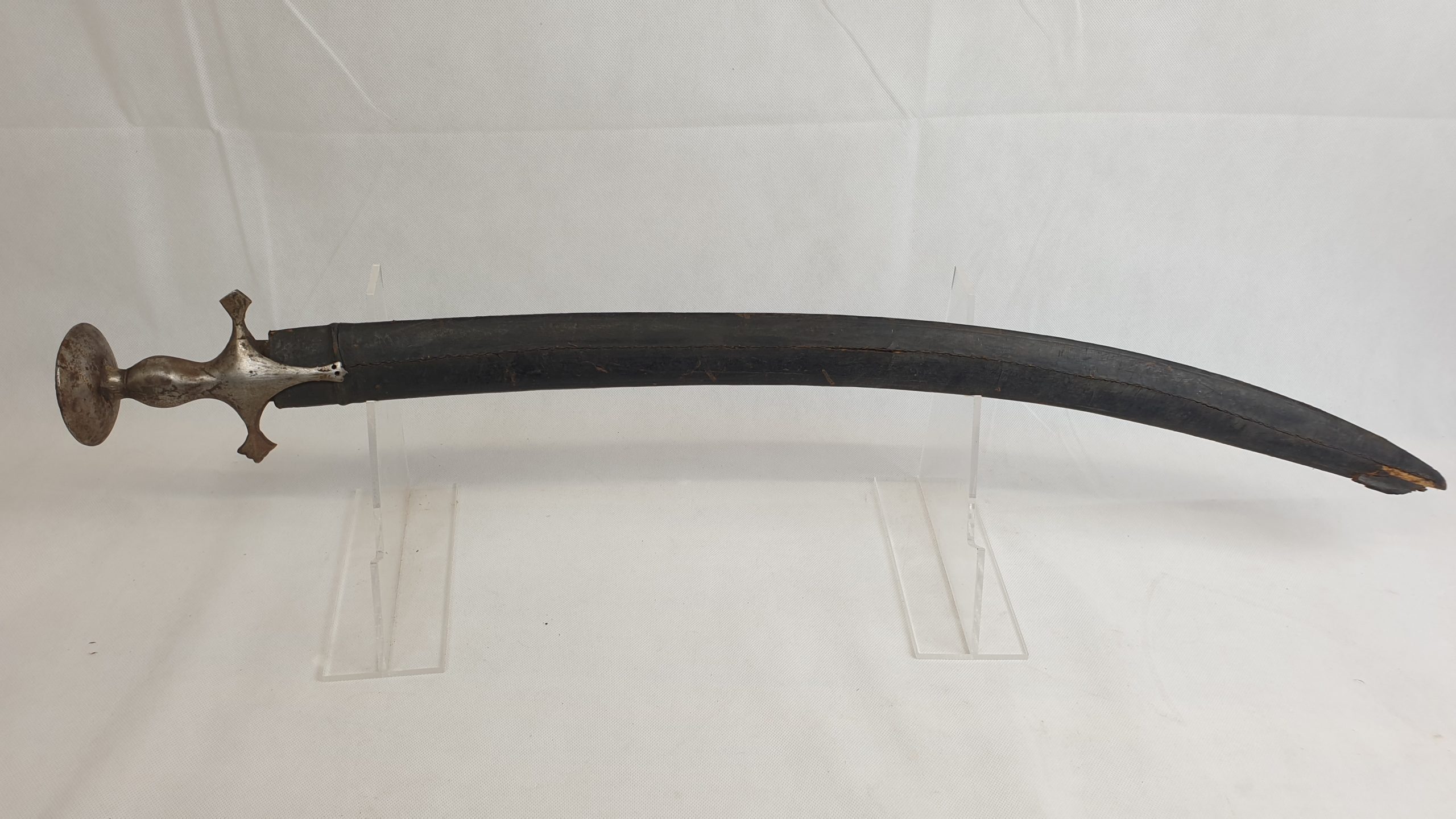 Indian 19th Century Tulwar Sword And Leather Scabbard - Image 4