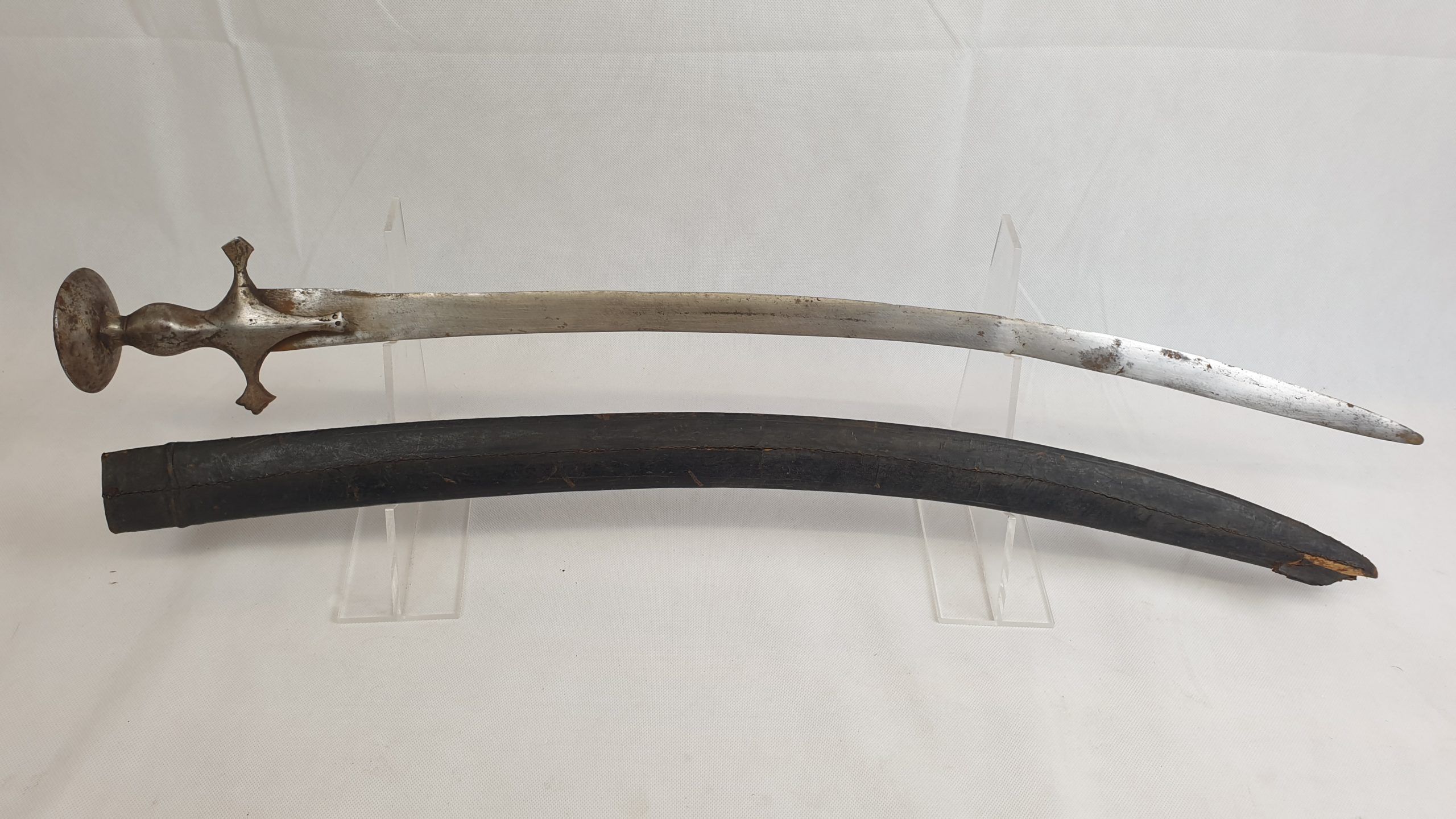 Indian 19th Century Tulwar Sword And Leather Scabbard - Image 2