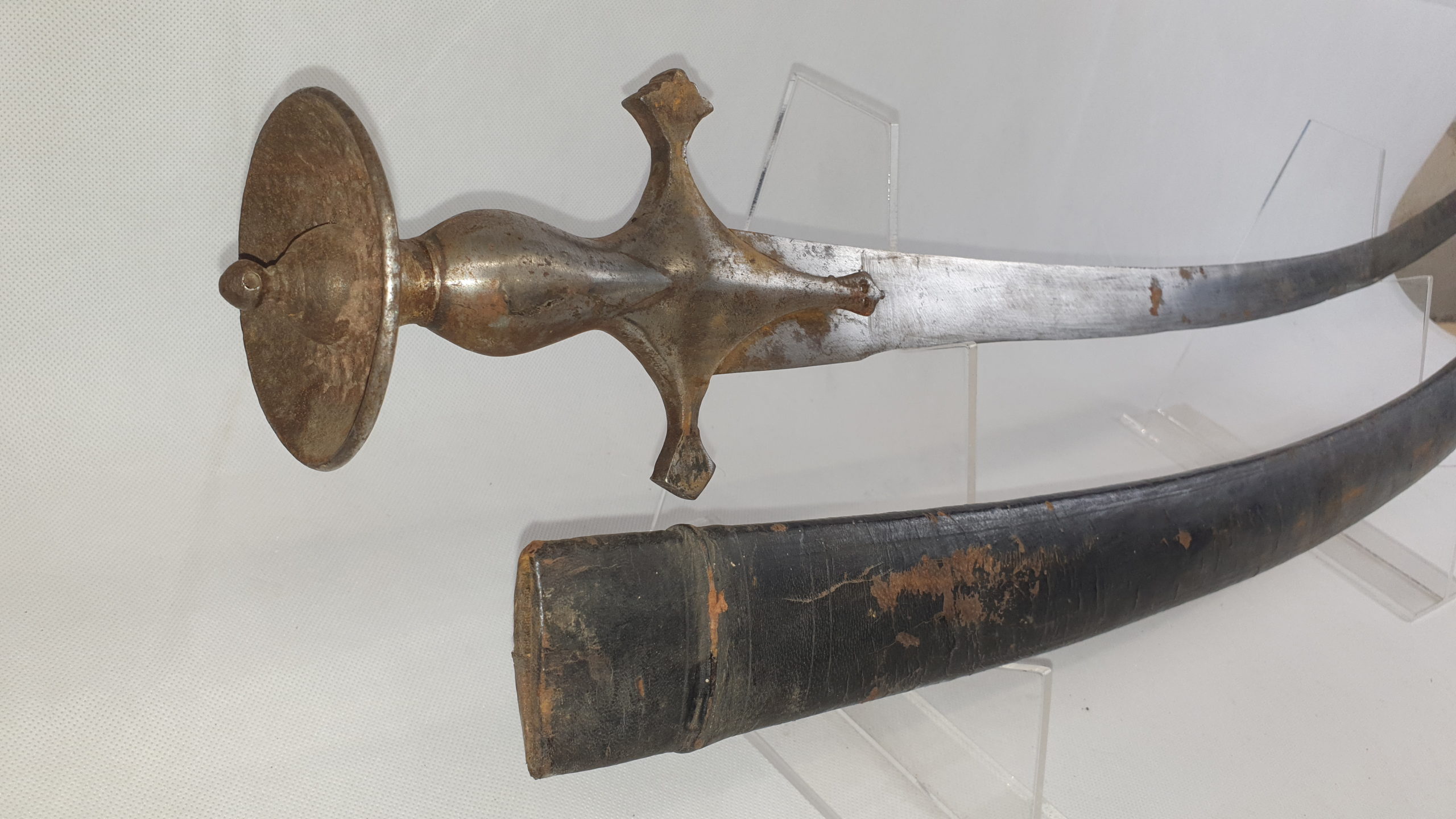 Indian 19th Century Tulwar Sword And Leather Scabbard - Image 5