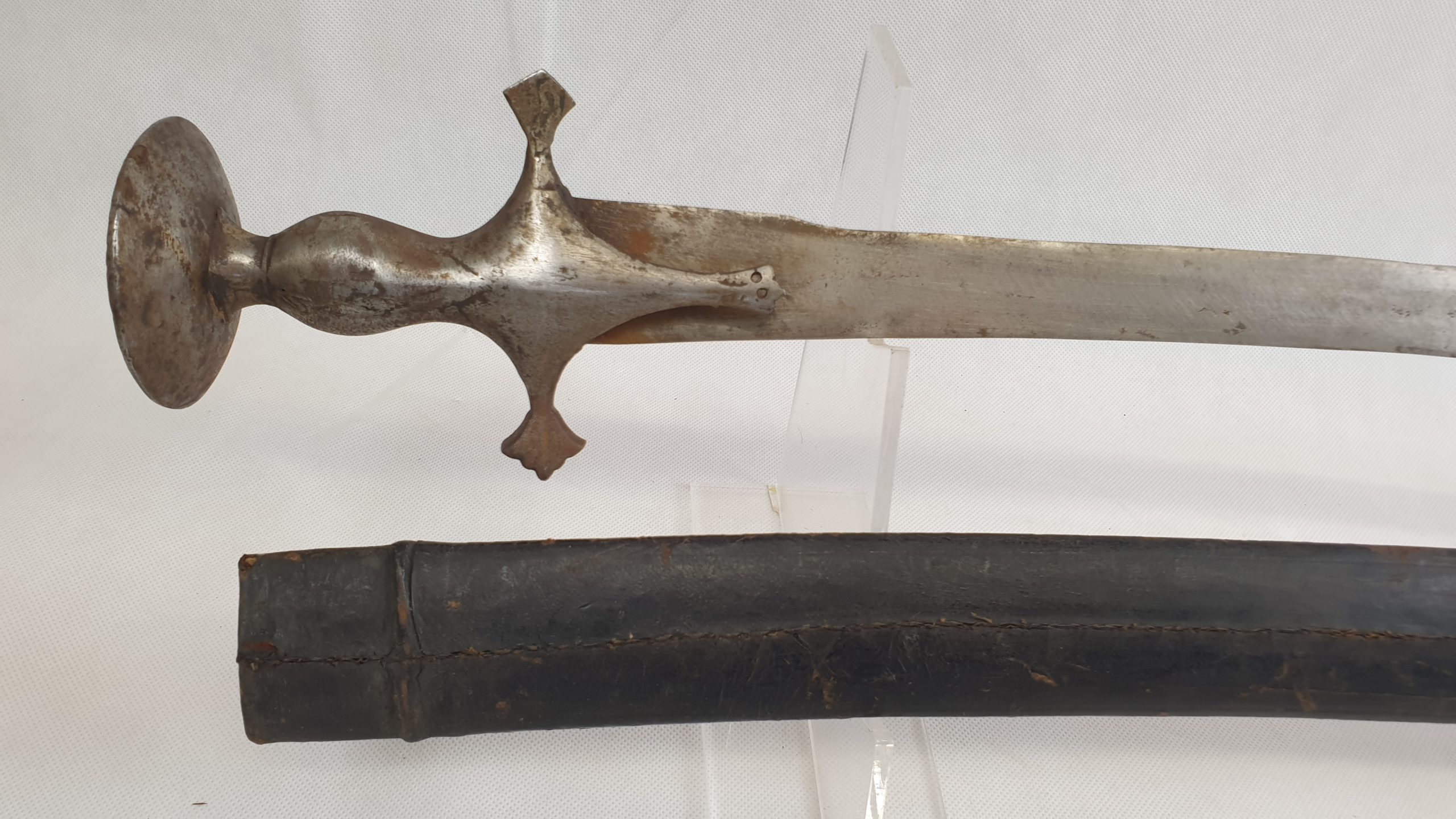 Indian 19th Century Tulwar Sword And Leather Scabbard - Image 11