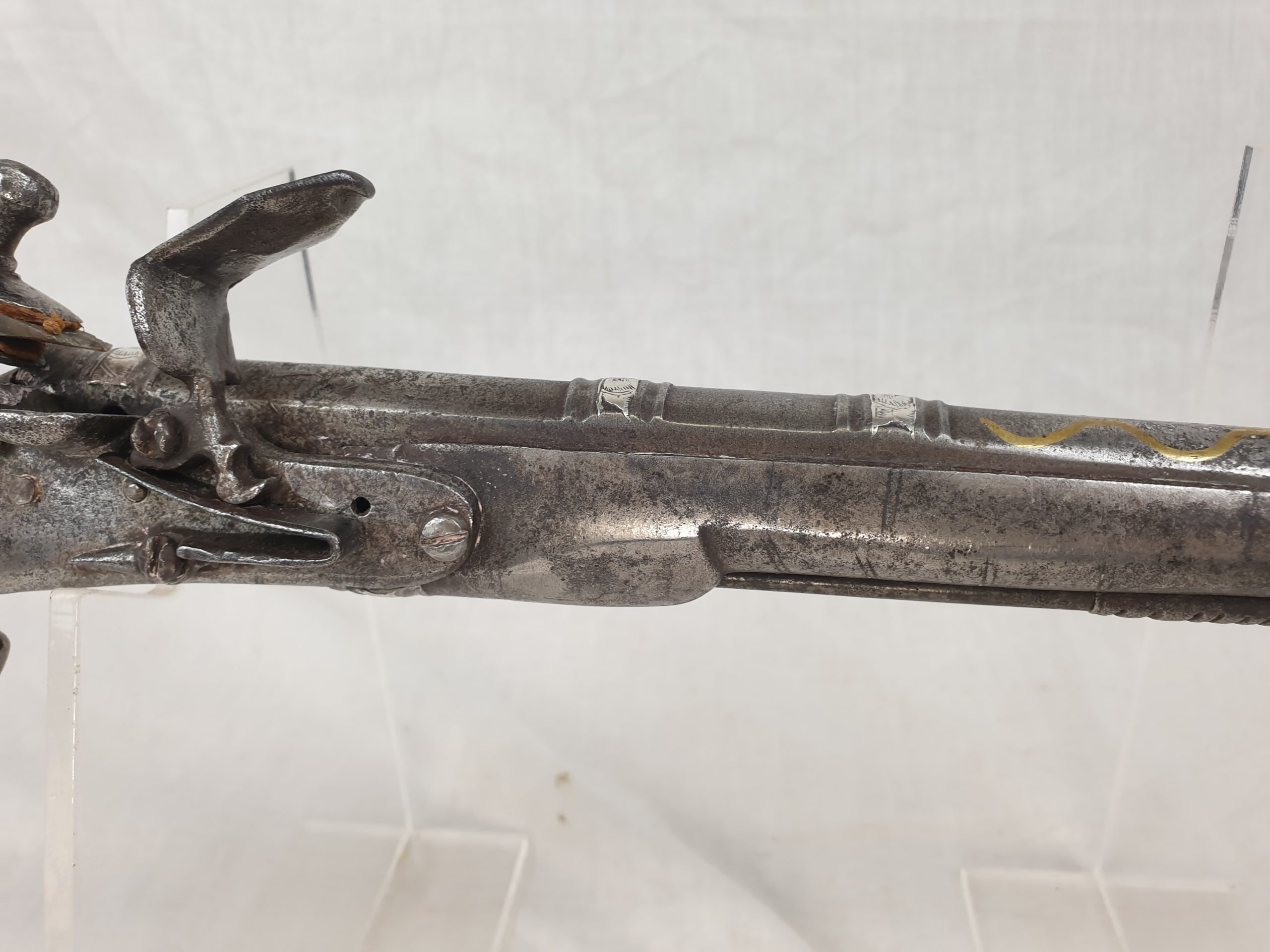 17th Century A Rare Scottish 22 Bore All Metal Heart-Butt Flintlock Belt Pistol - Image 7