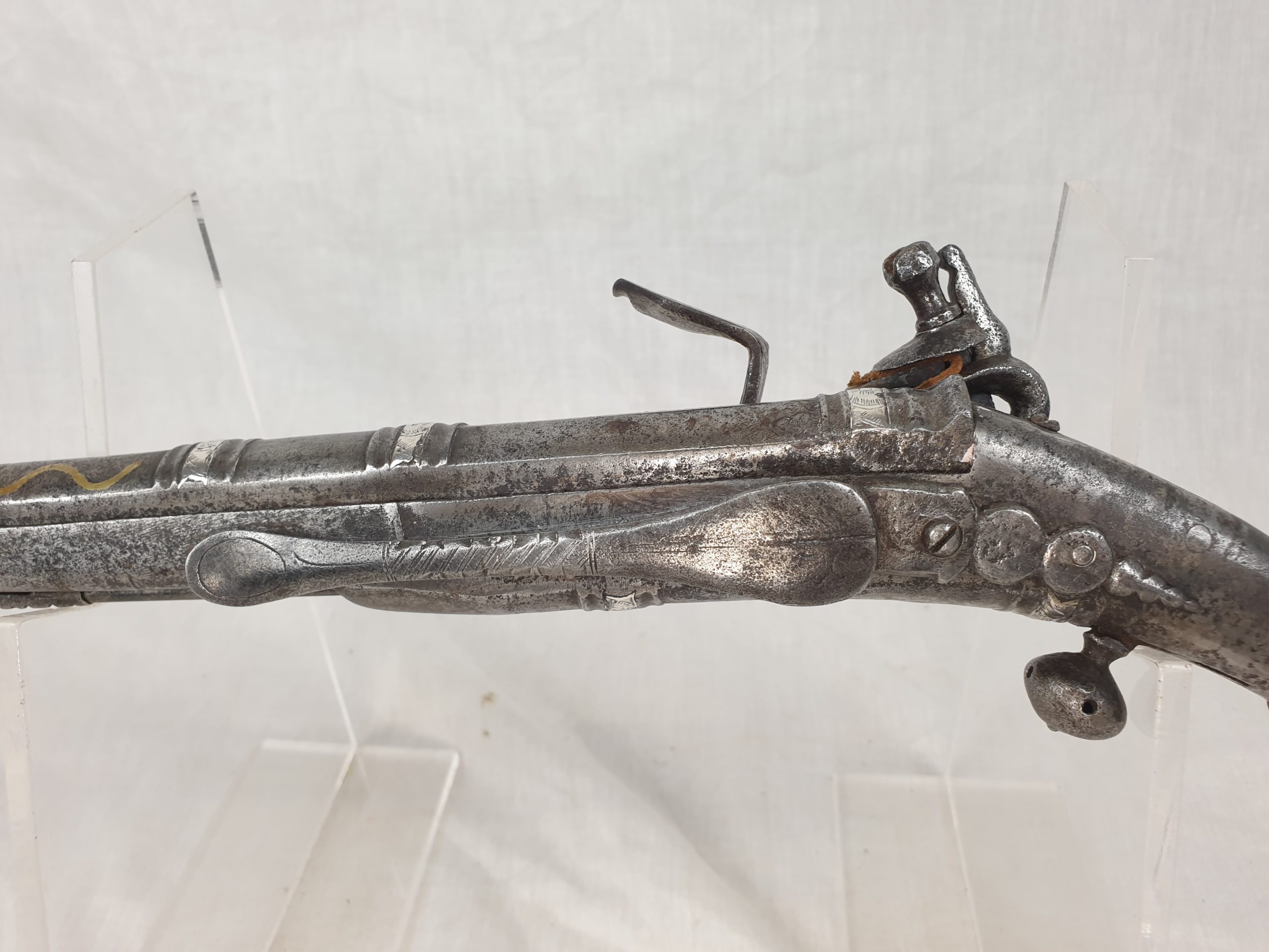 17th Century A Rare Scottish 22 Bore All Metal Heart-Butt Flintlock Belt Pistol - Image 21