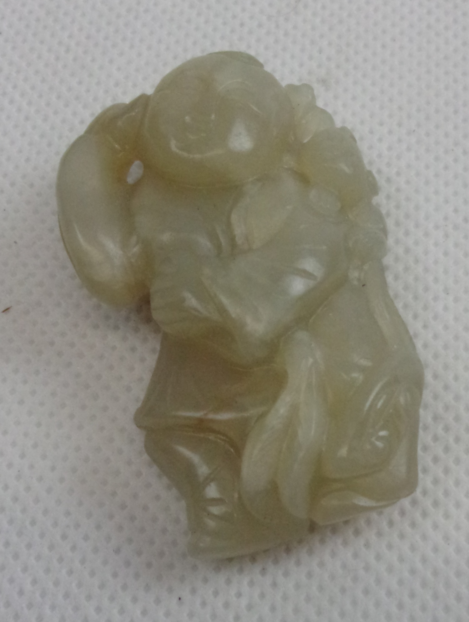 Chinese Celadon Jade Pendant Of A Man And Boy With A Ruyi Sceptre - Image 4