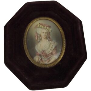Circa 1770 Miniature Painting Of A Gentry Lady Signed ARS