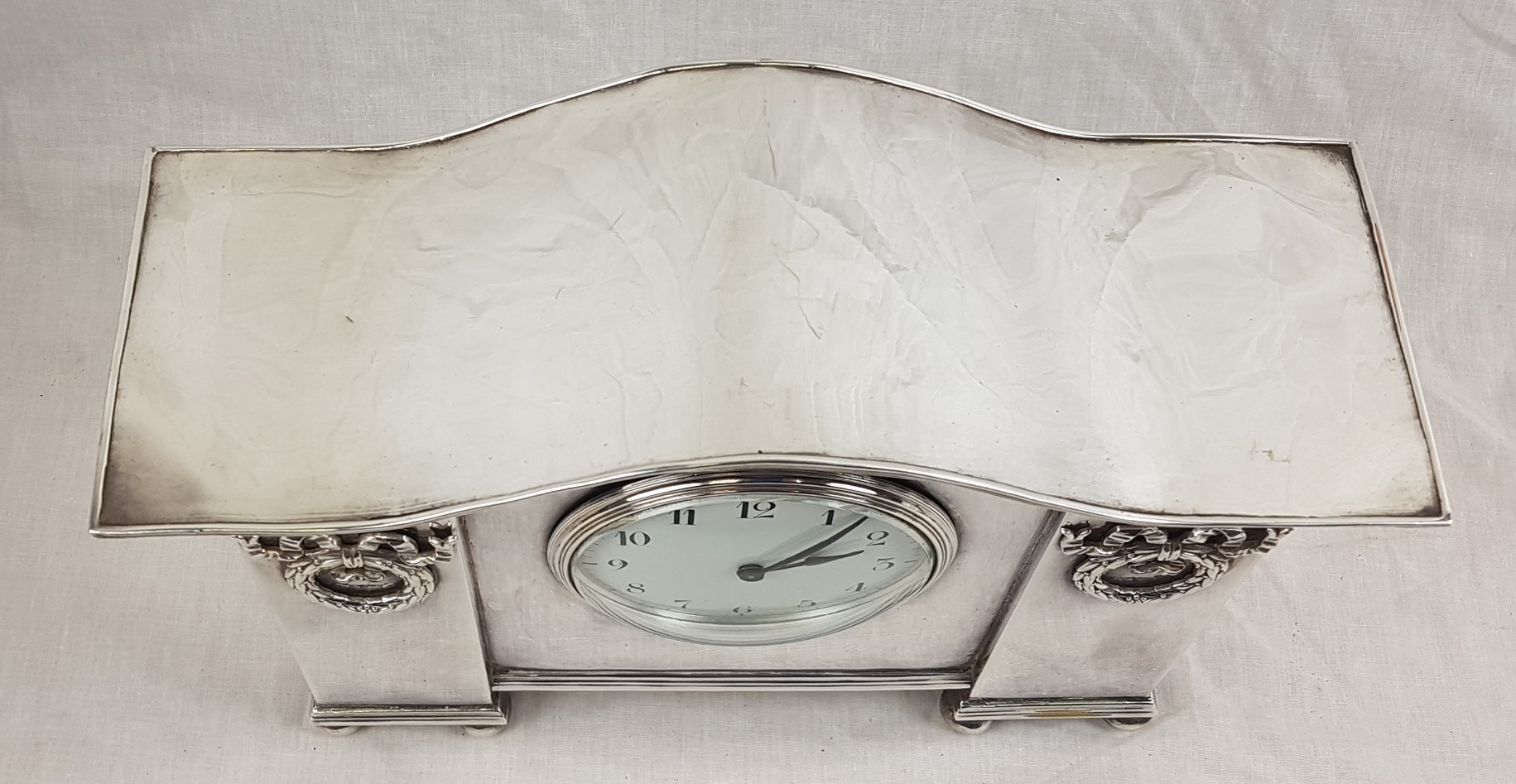 Circa 1900 Silver Plate Mantle Clock - Image 8