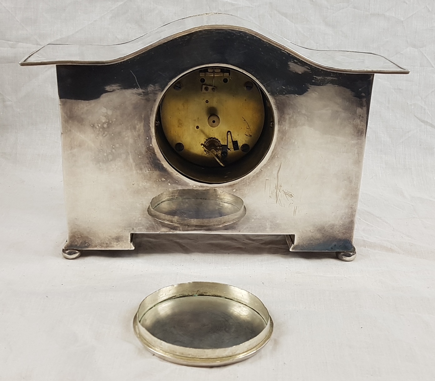 Circa 1900 Silver Plate Mantle Clock - Image 10