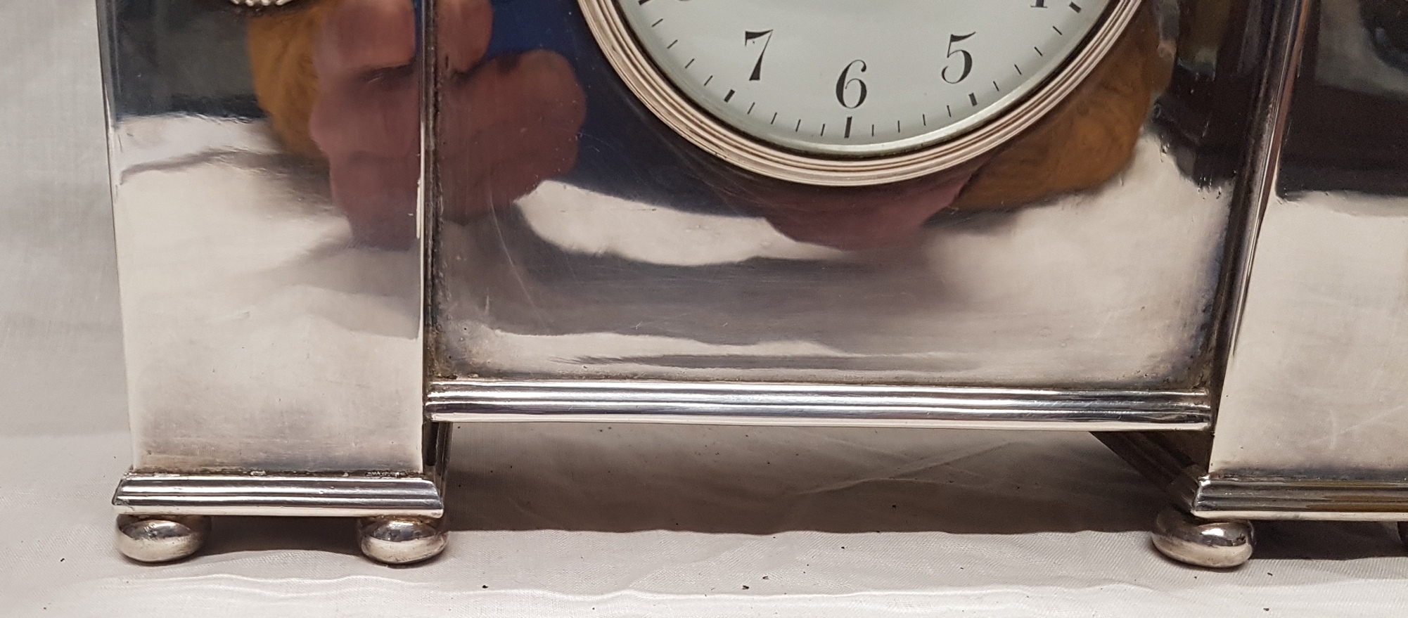 Circa 1900 Silver Plate Mantle Clock - Image 6