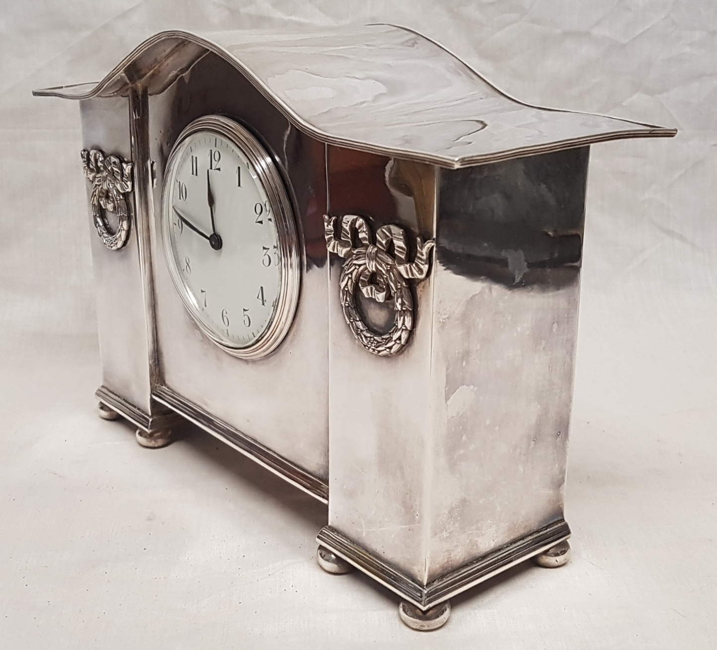 Circa 1900 Silver Plate Mantle Clock