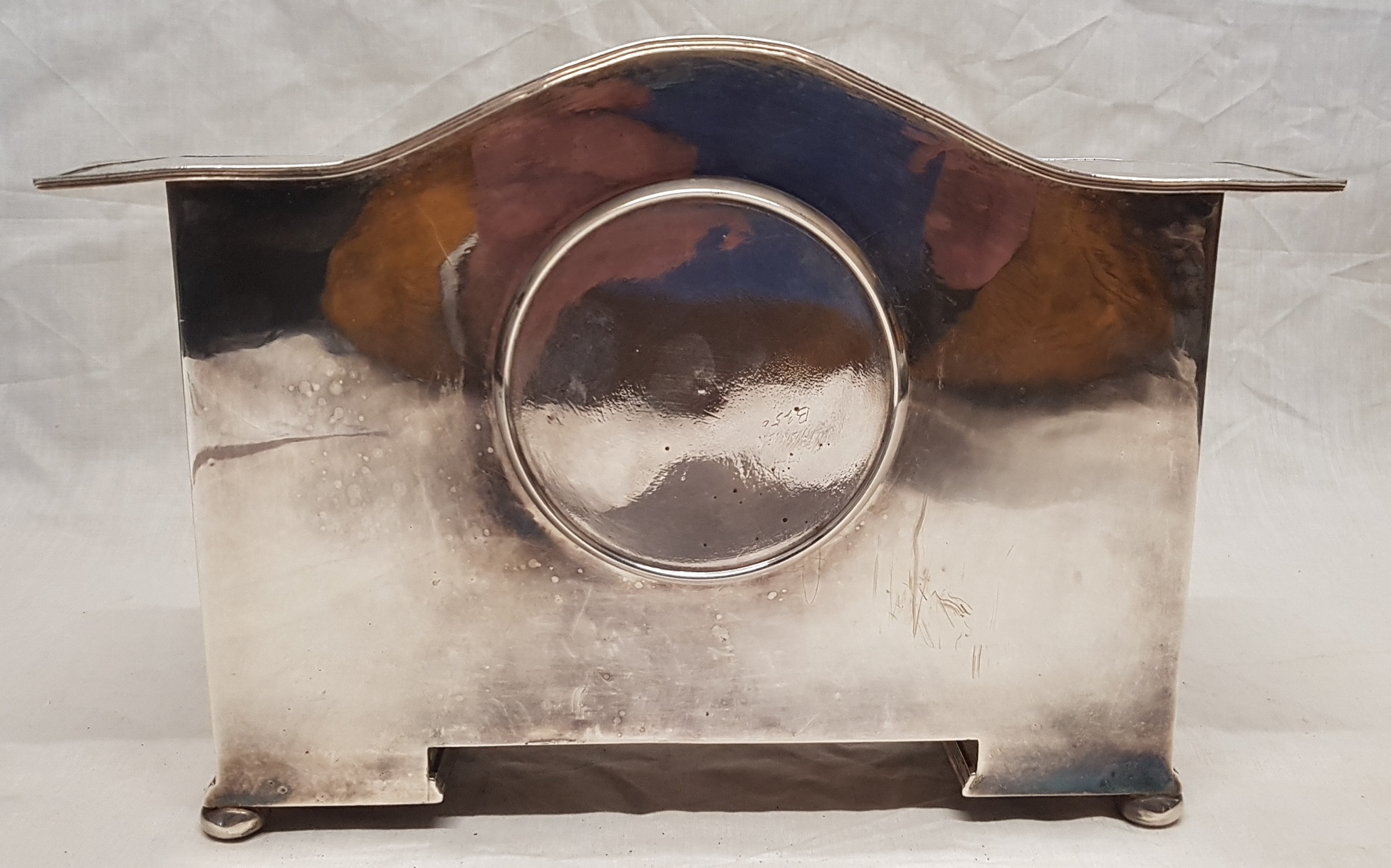 Circa 1900 Silver Plate Mantle Clock - Image 9