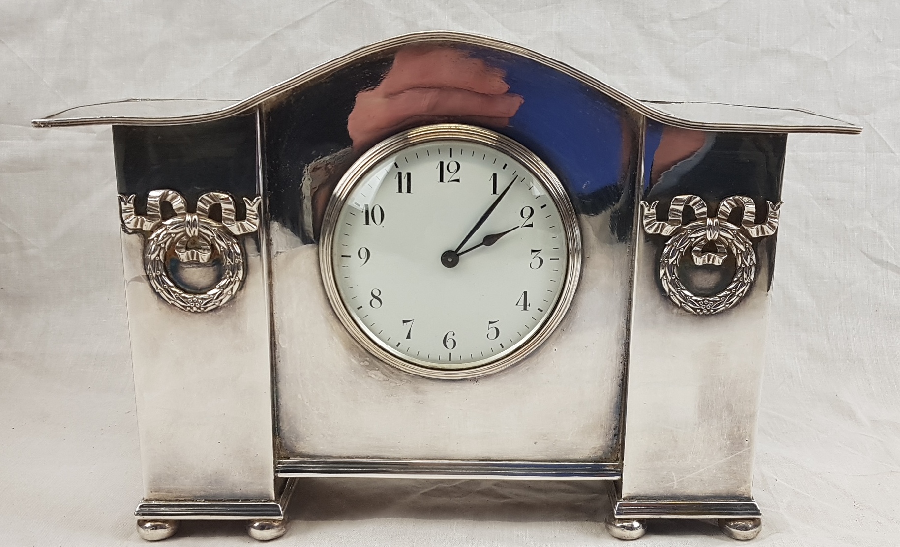 Circa 1900 Silver Plate Mantle Clock - Image 2