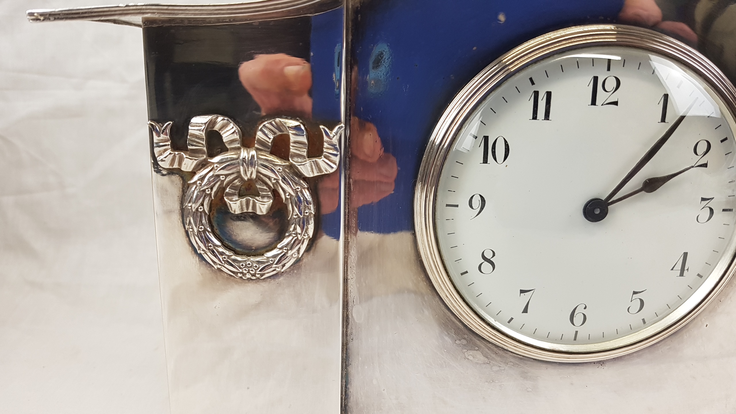 Circa 1900 Silver Plate Mantle Clock - Image 4
