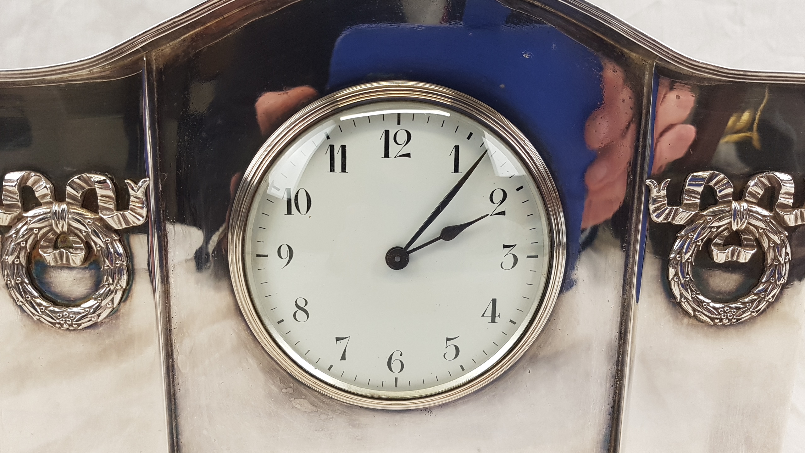 Circa 1900 Silver Plate Mantle Clock - Image 3