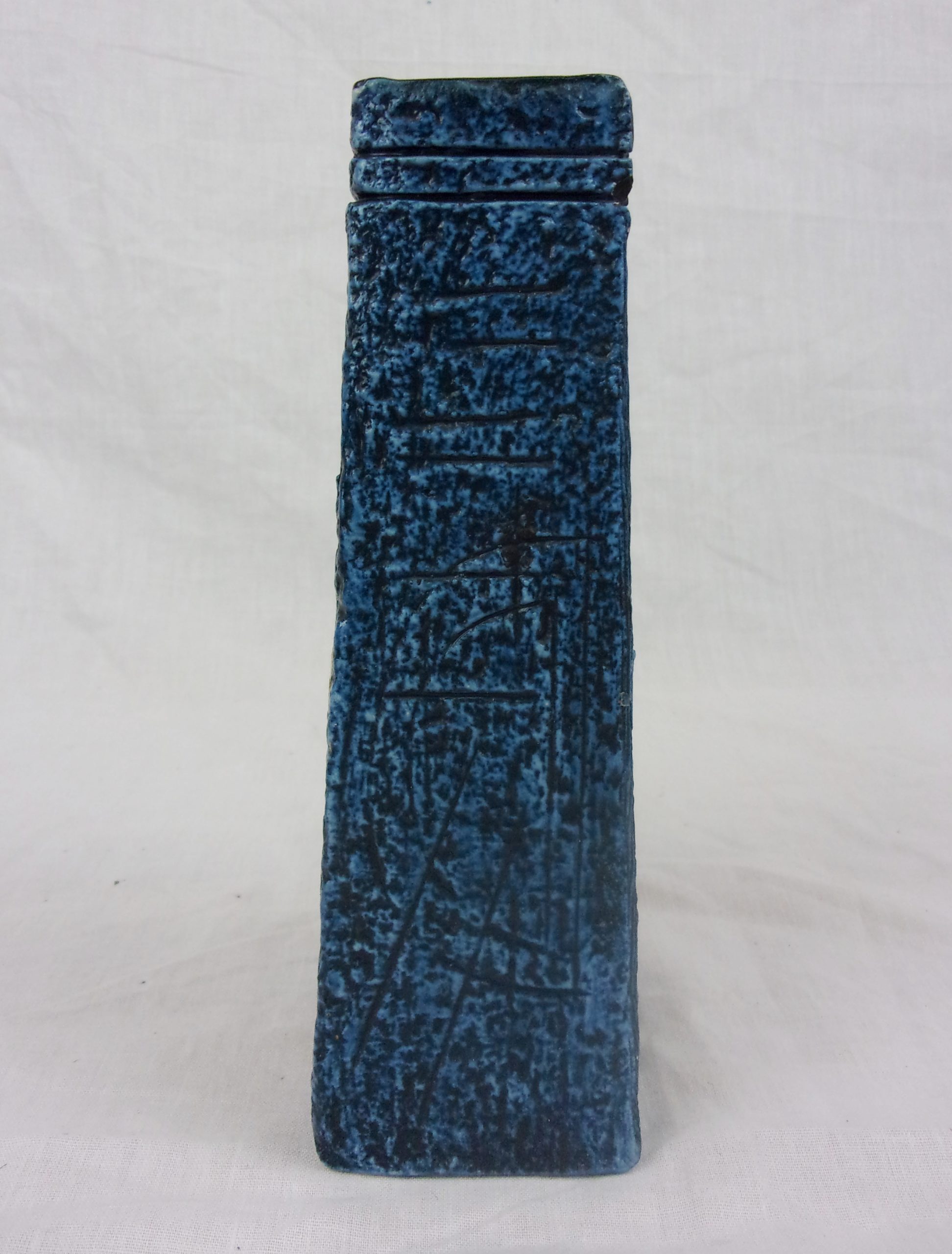 Troika Pottery Blue Coffin Vase Signed Annette Walters - Image 4