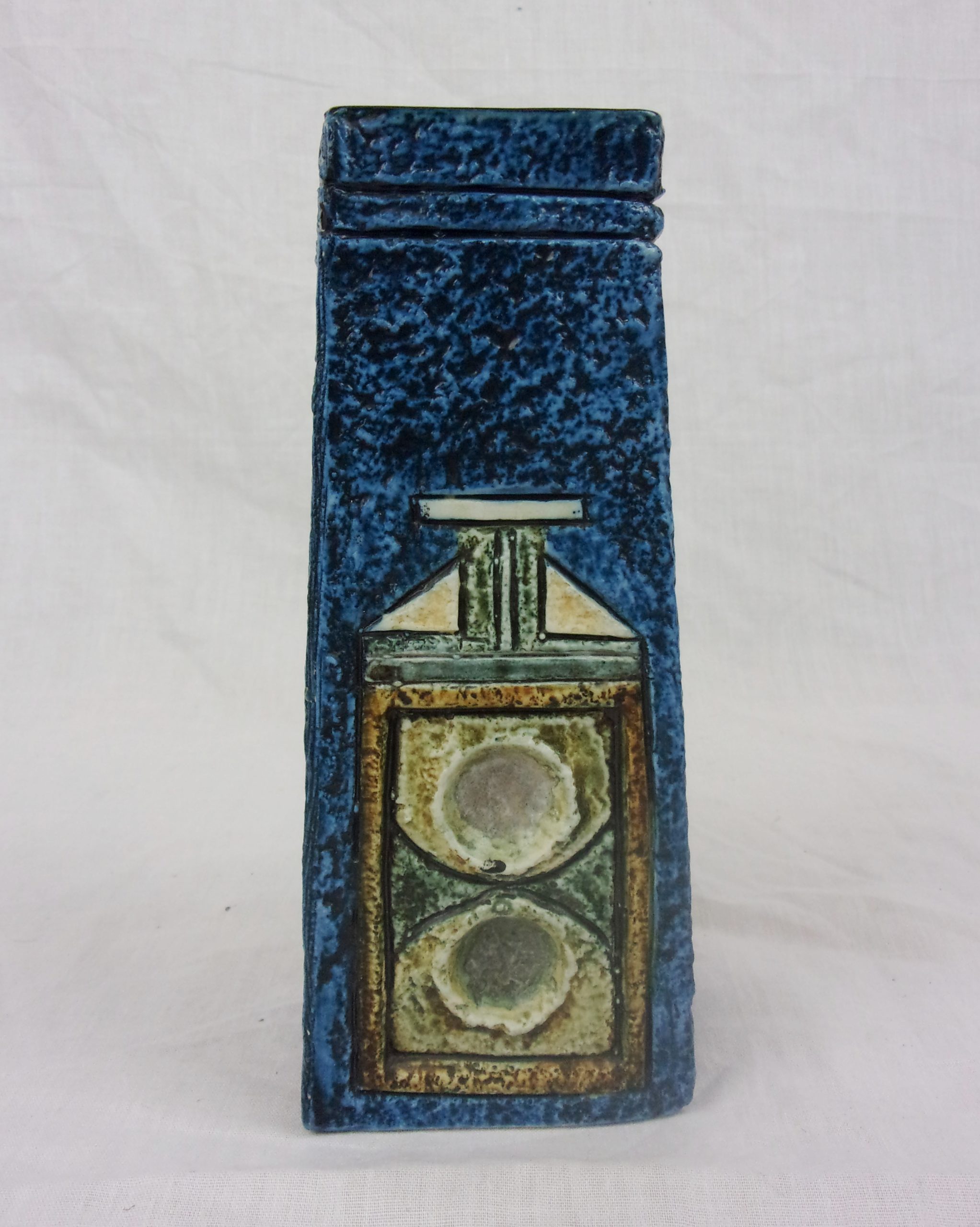 Troika Pottery Blue Coffin Vase Signed Annette Walters - Image 2