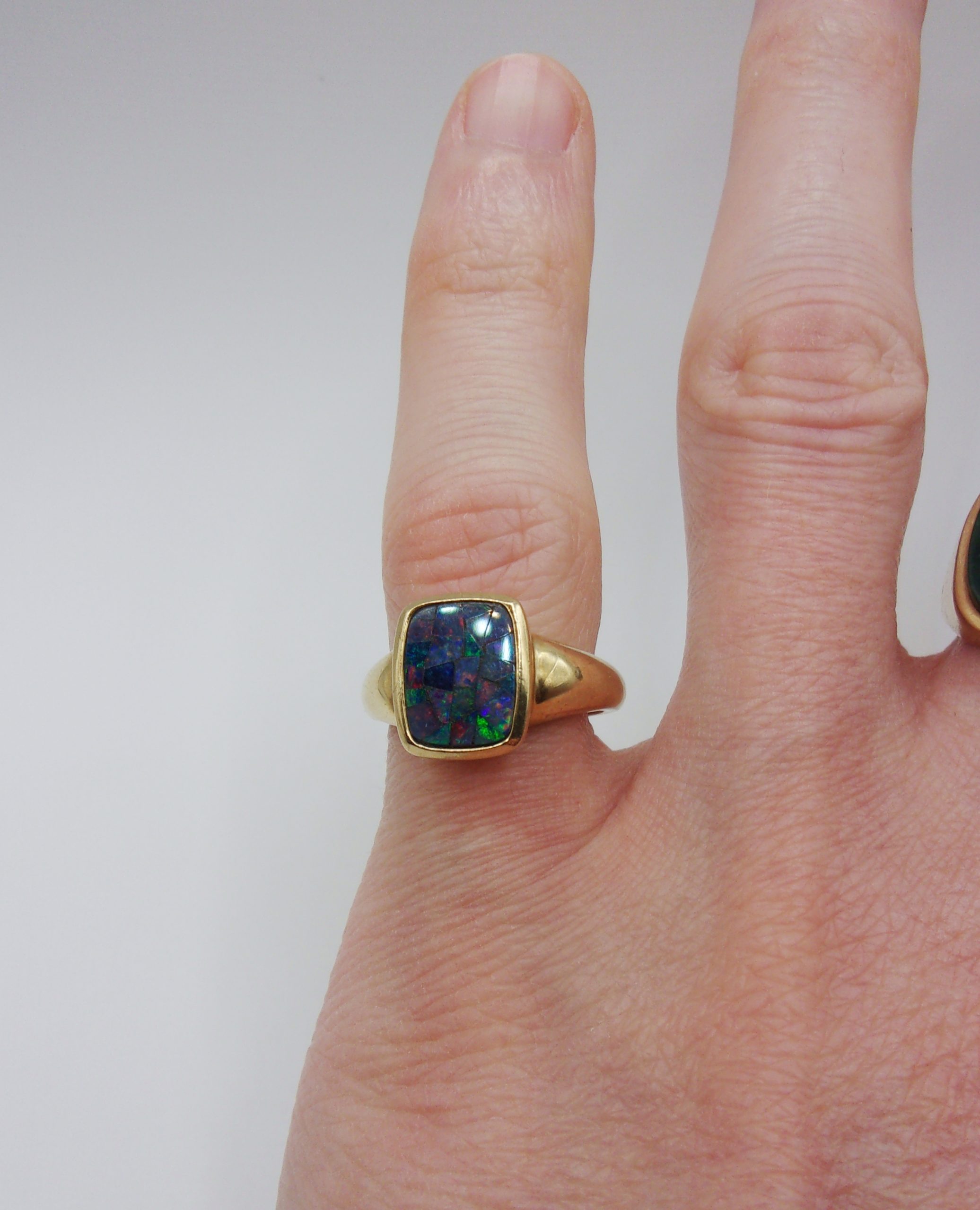 9ct Yellow Gold Opal Ring UK Size M US 6 - Image 8