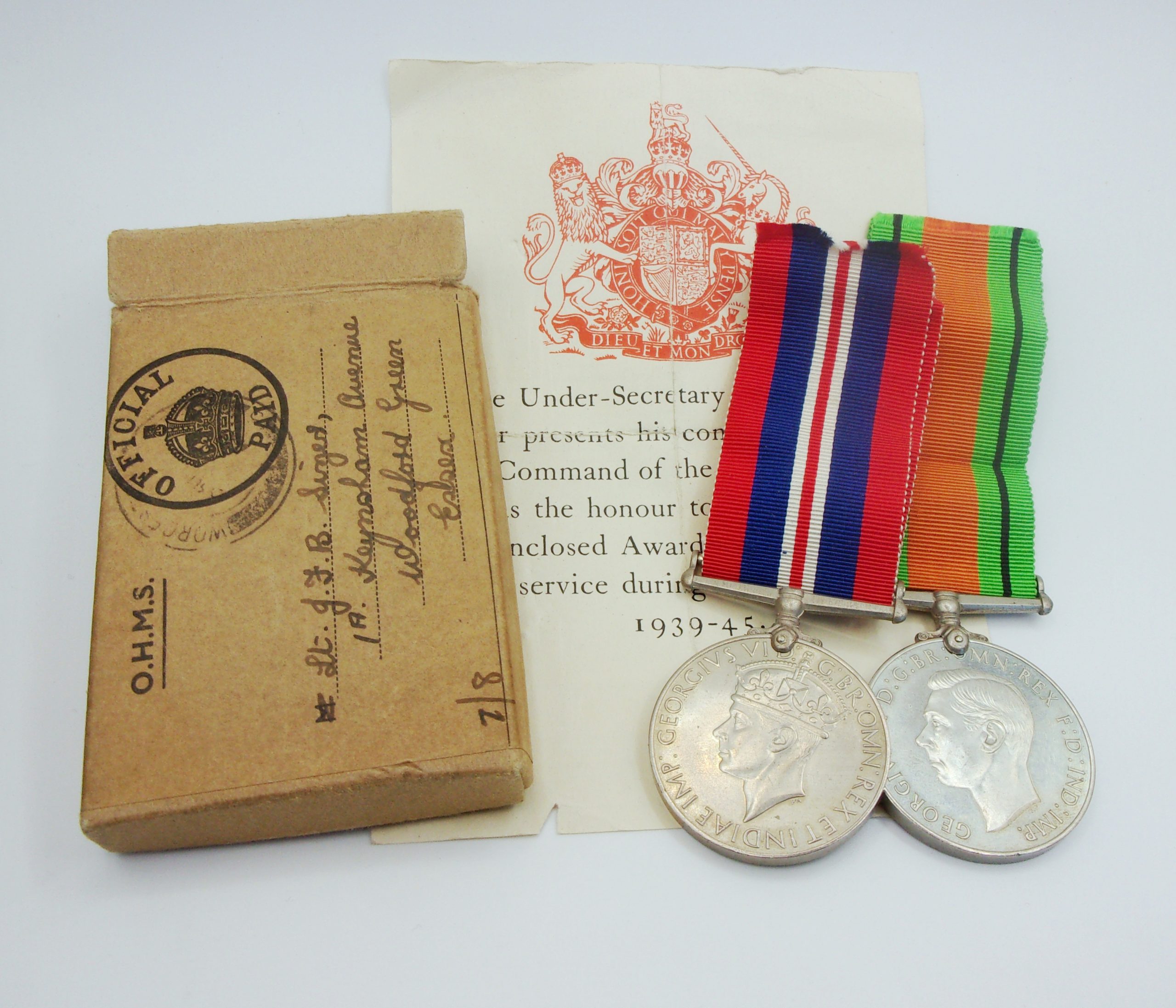WW2 Medal Pair With Dispatch Box