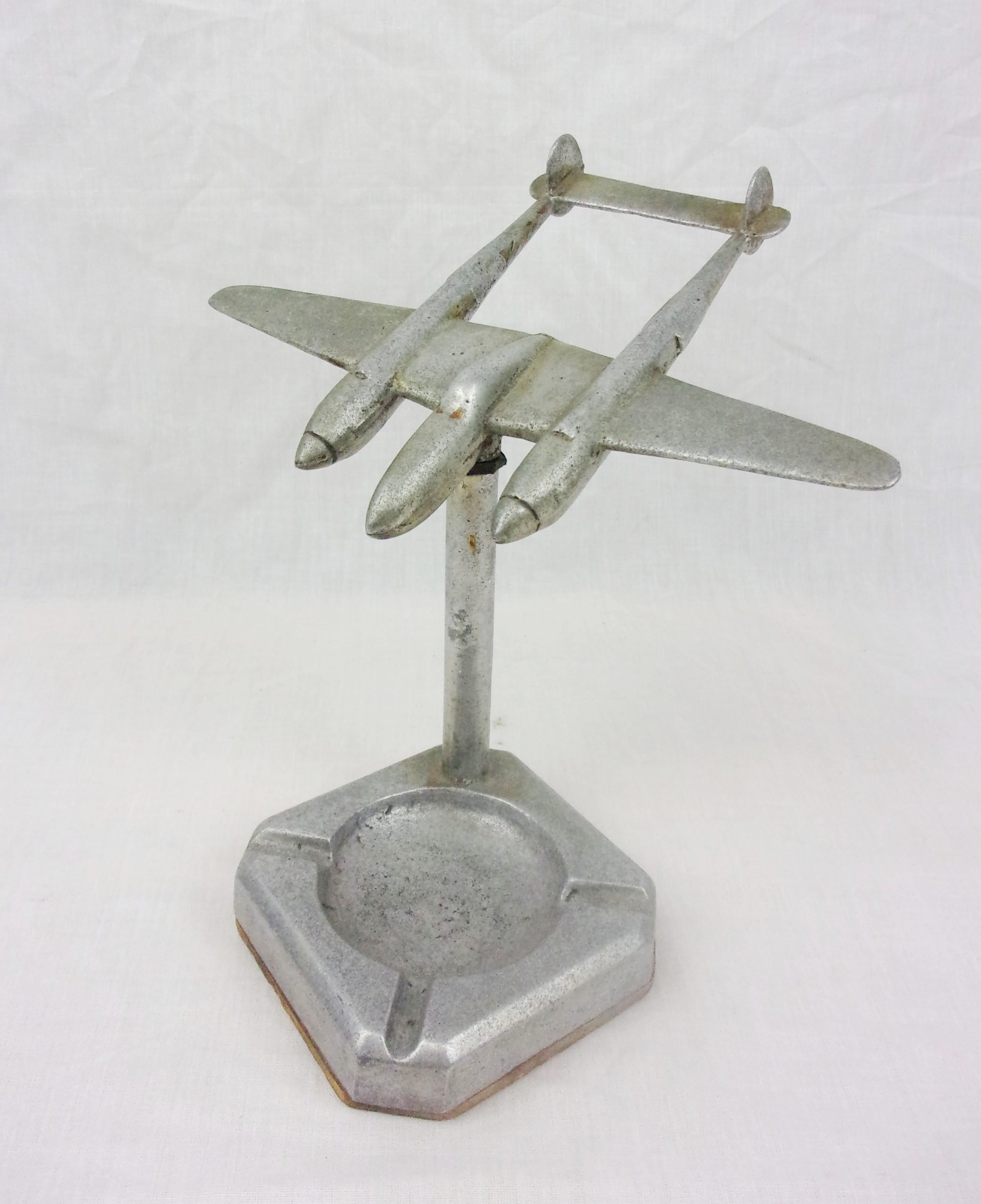 WW2 Era Lockheed P38 Lightning Fighter Plane Ashtray Model