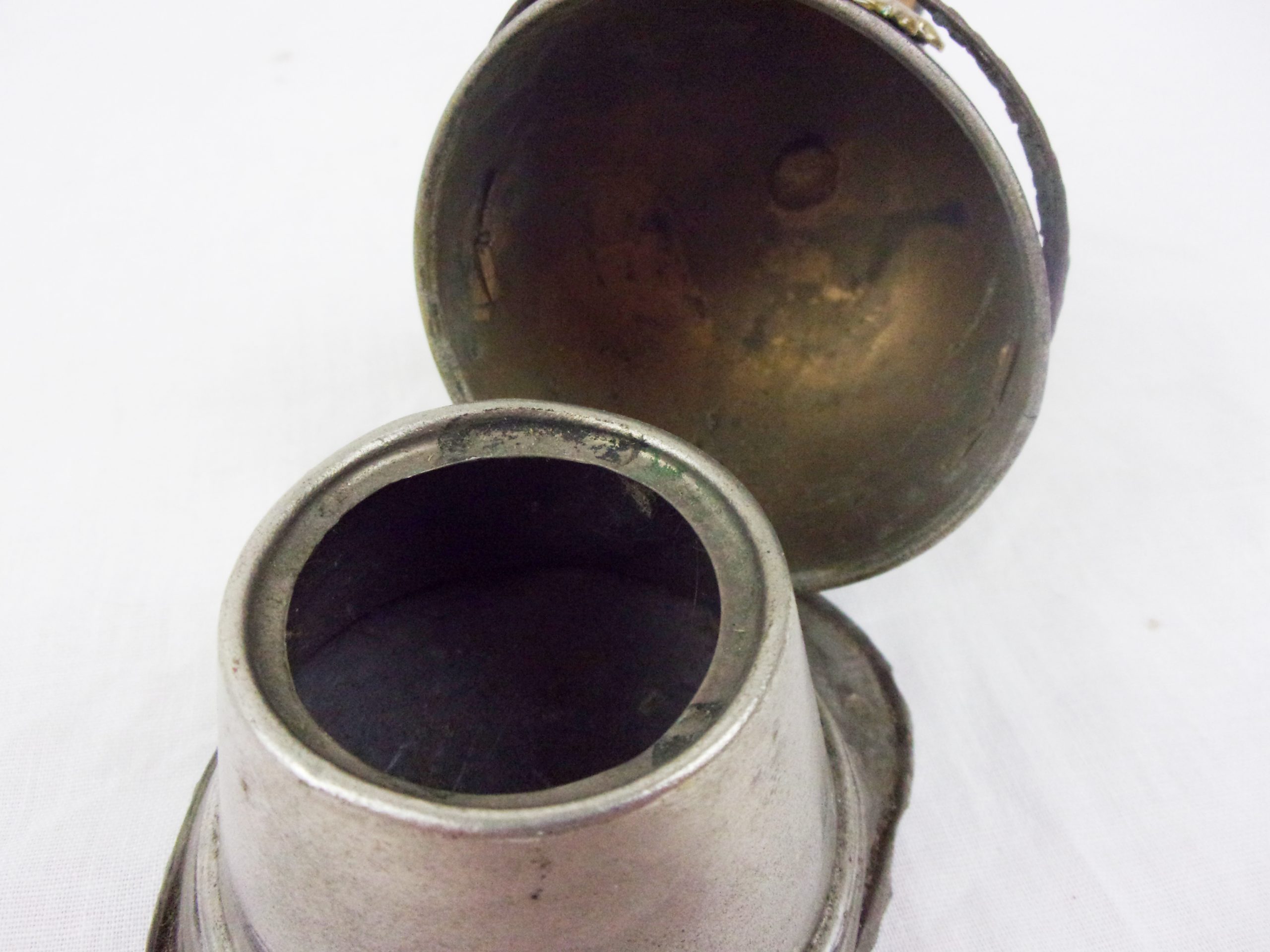 Early 20thC Brass Miniature Firemans Helmet Inkwell - Image 4