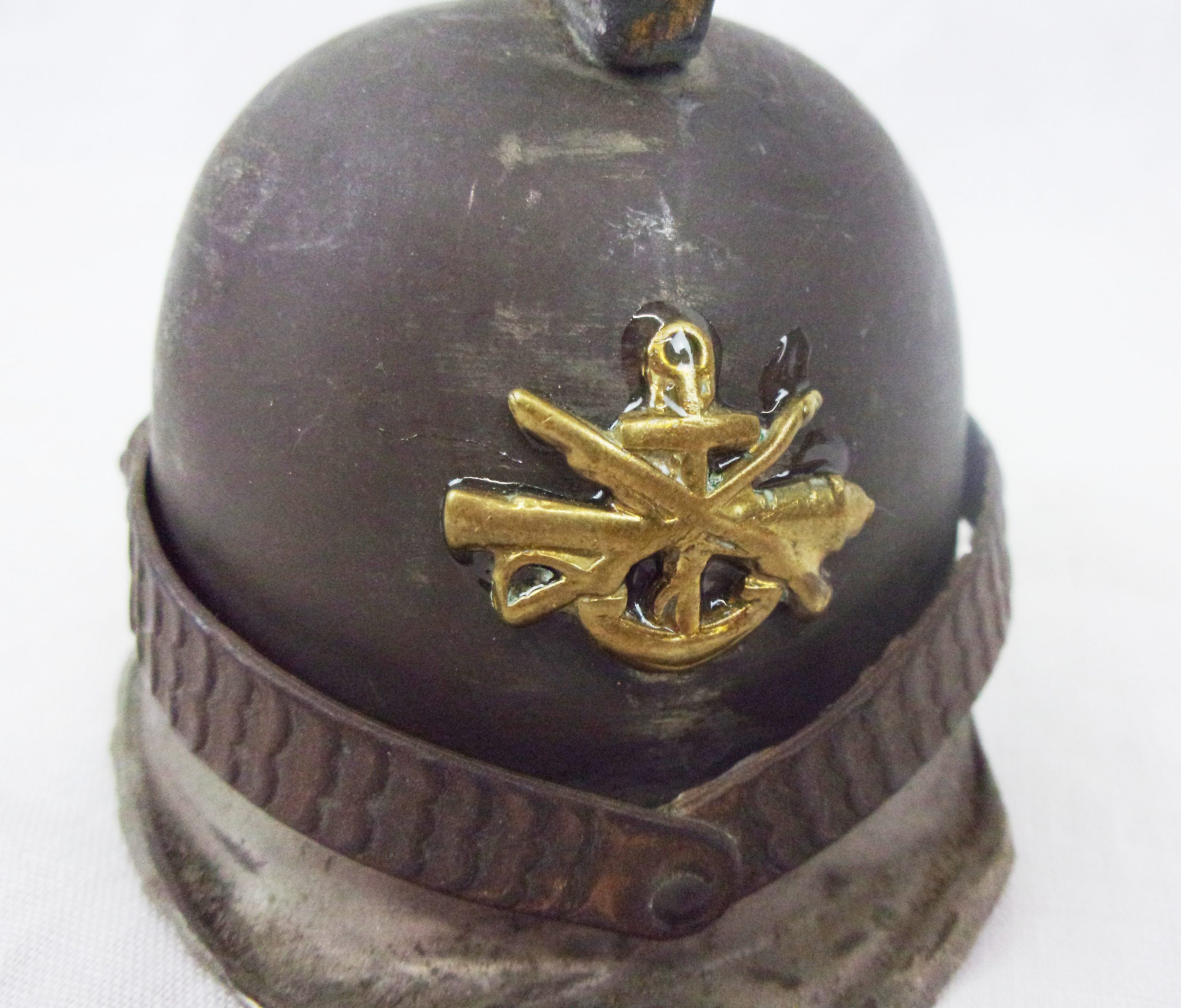 Early 20thC Brass Miniature Firemans Helmet Inkwell - Image 6