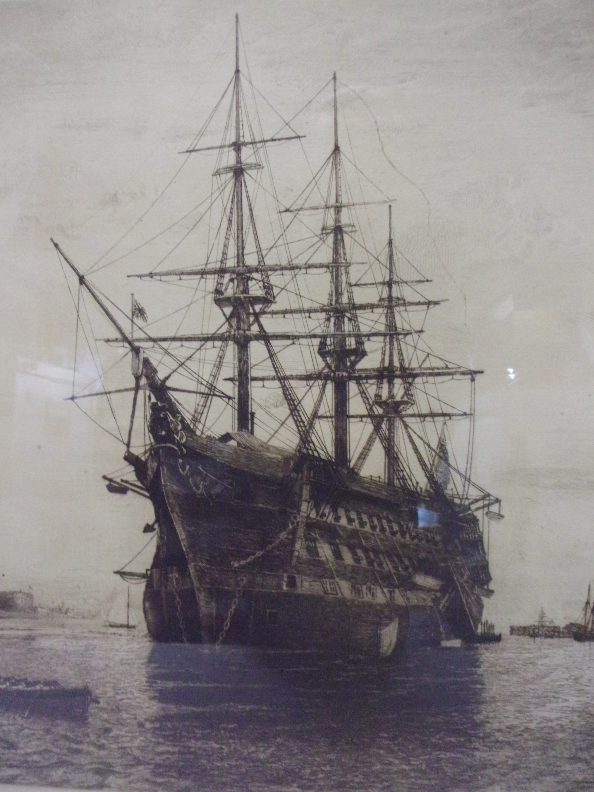 Lithographic Print of HMS Victory – The Victory At Rest by C.E. Holloway c1888 - Image 4