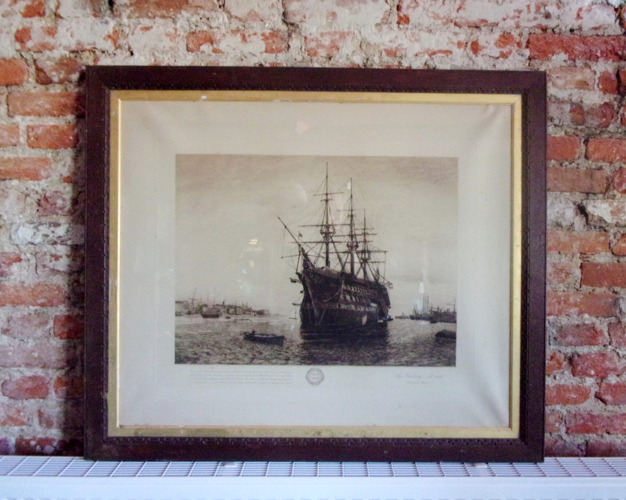 Lithographic Print of HMS Victory – The Victory At Rest by C.E. Holloway c1888
