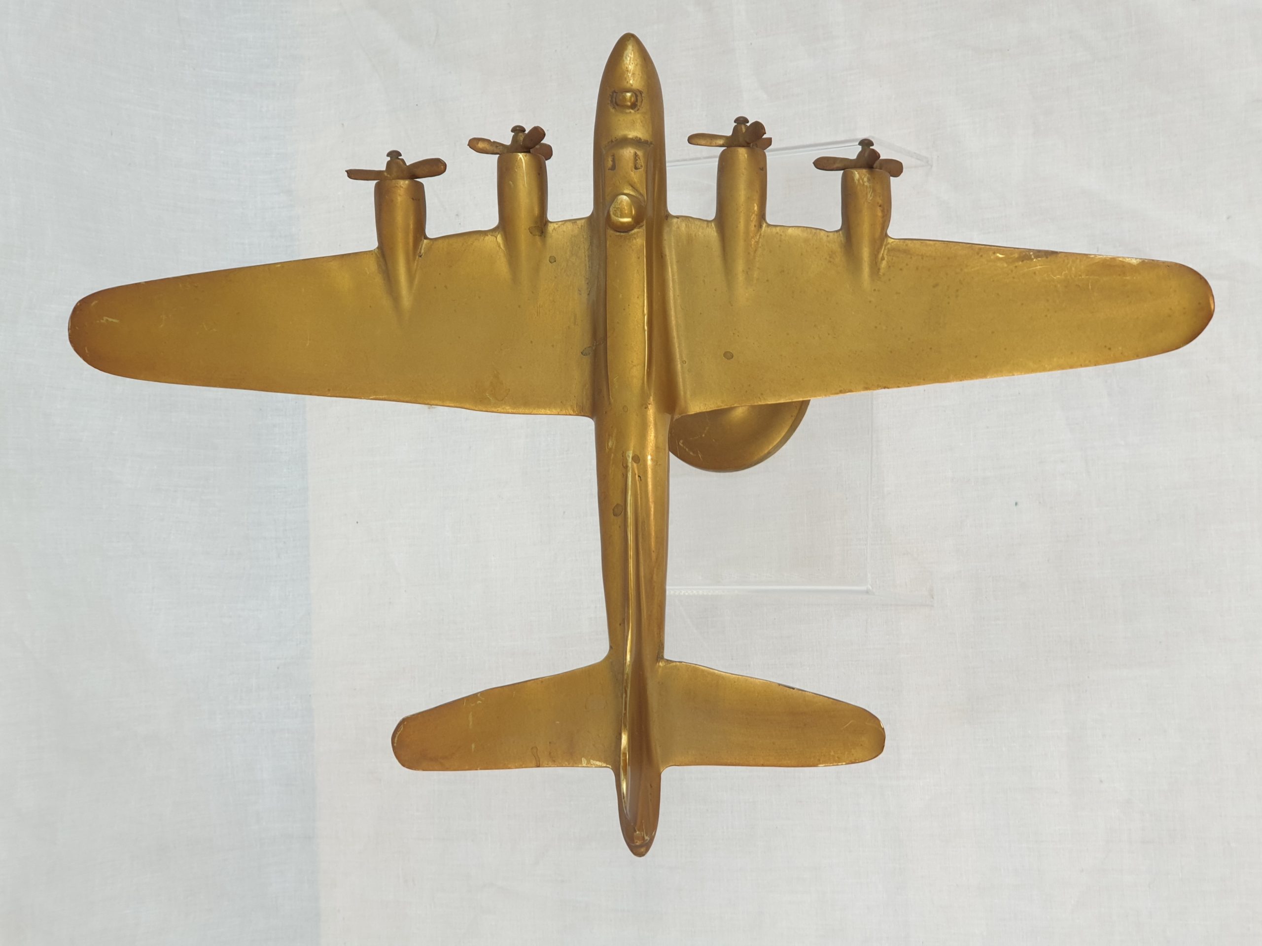 Large WW2 Mid-20th Century Desktop Brass Model Of A USAAF Flying Fortress Bomber - Image 4
