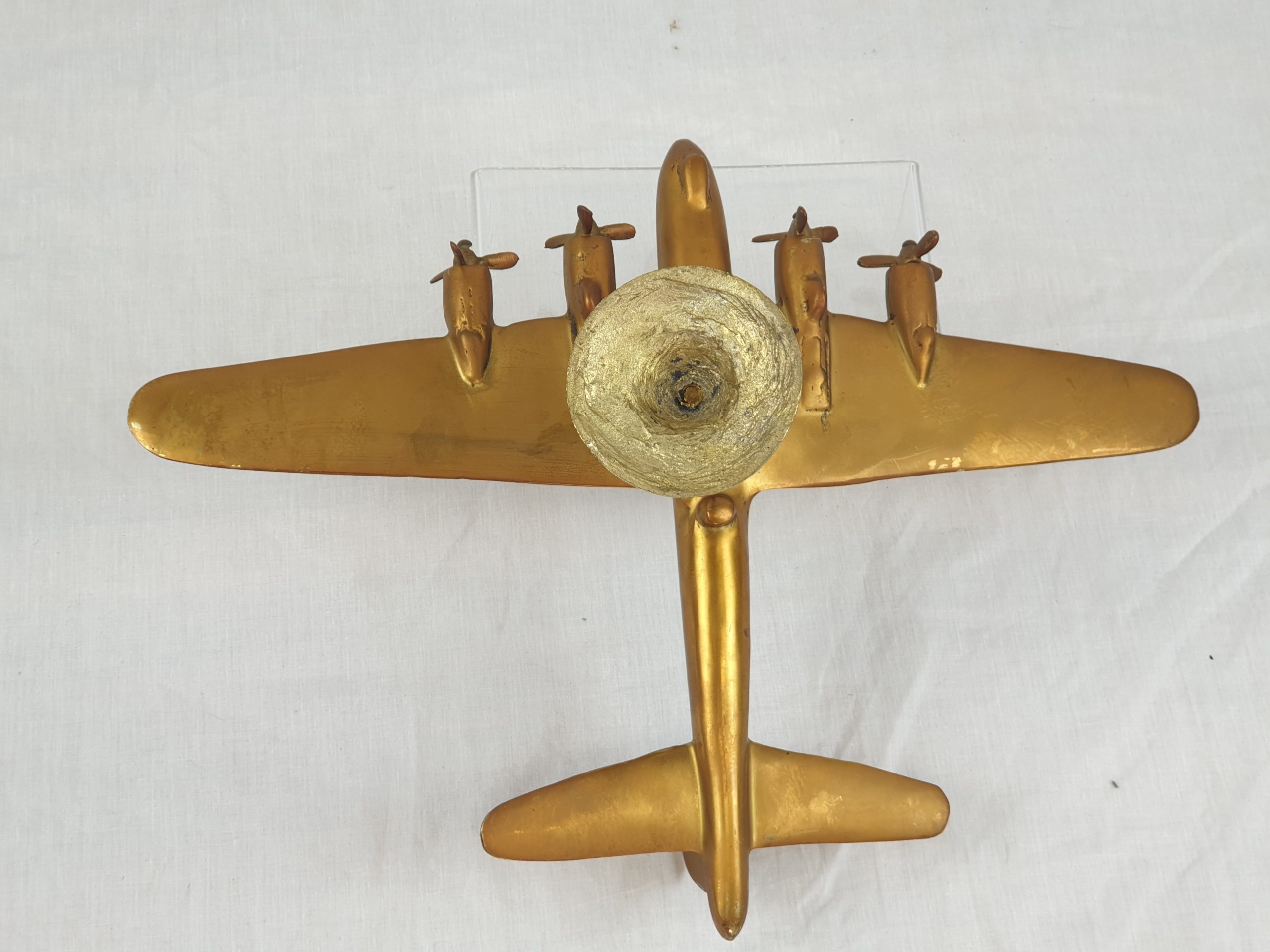 Large WW2 Mid-20th Century Desktop Brass Model Of A USAAF Flying Fortress Bomber - Image 6