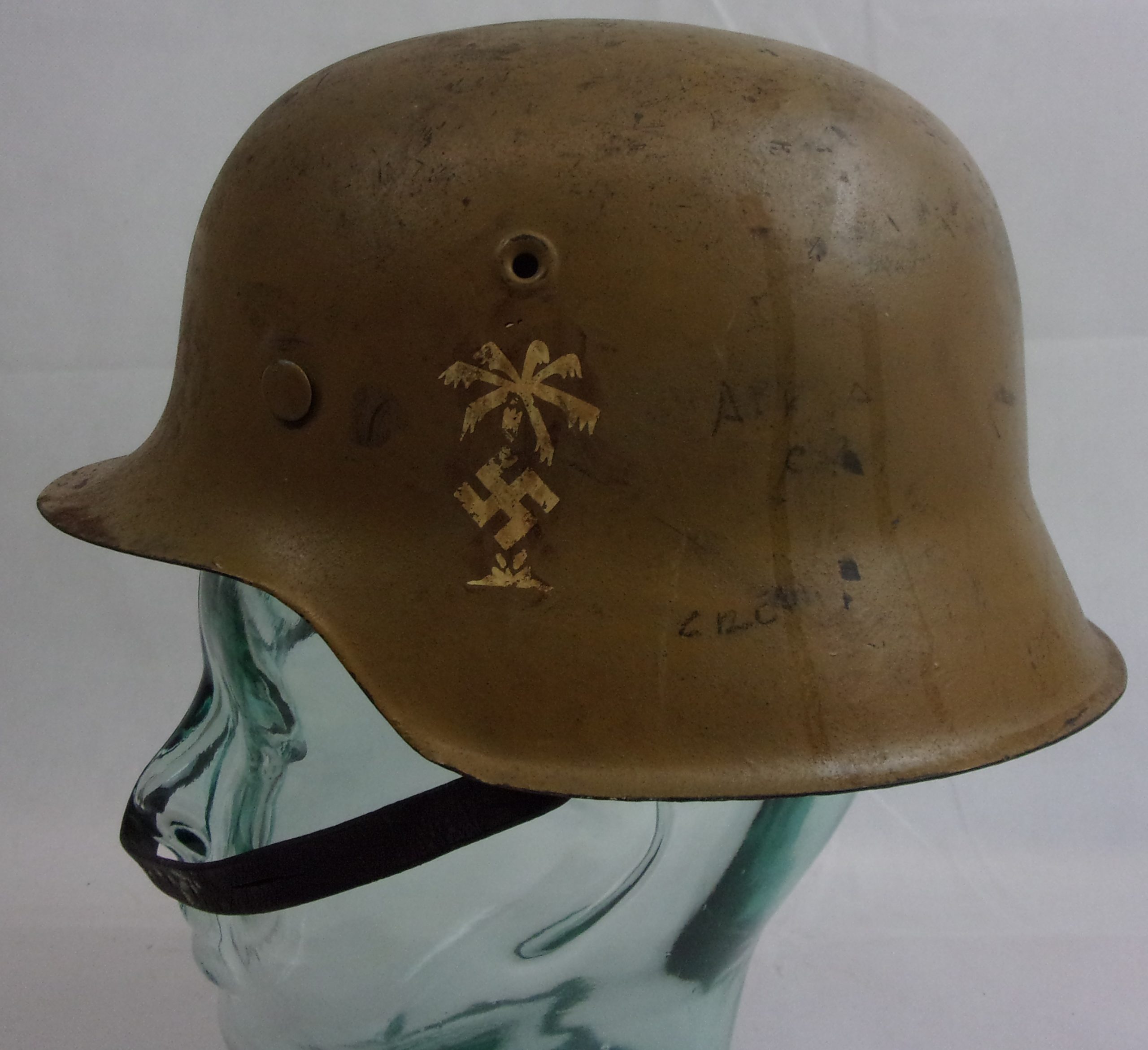 Original Early Afrika Korp M42 Helmet With Liner And Strap