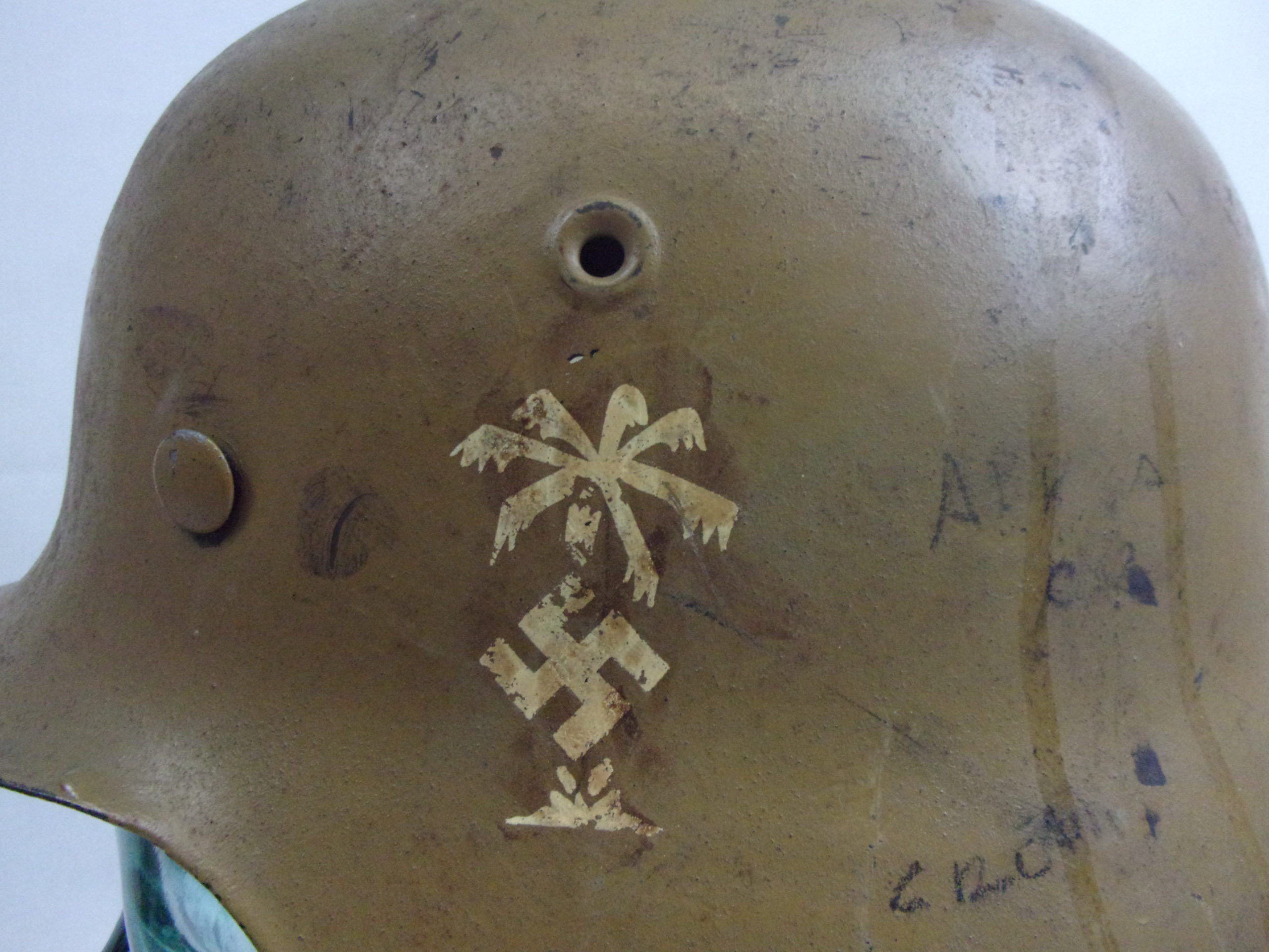 Original Early Afrika Korp M42 Helmet With Liner And Strap - Image 4