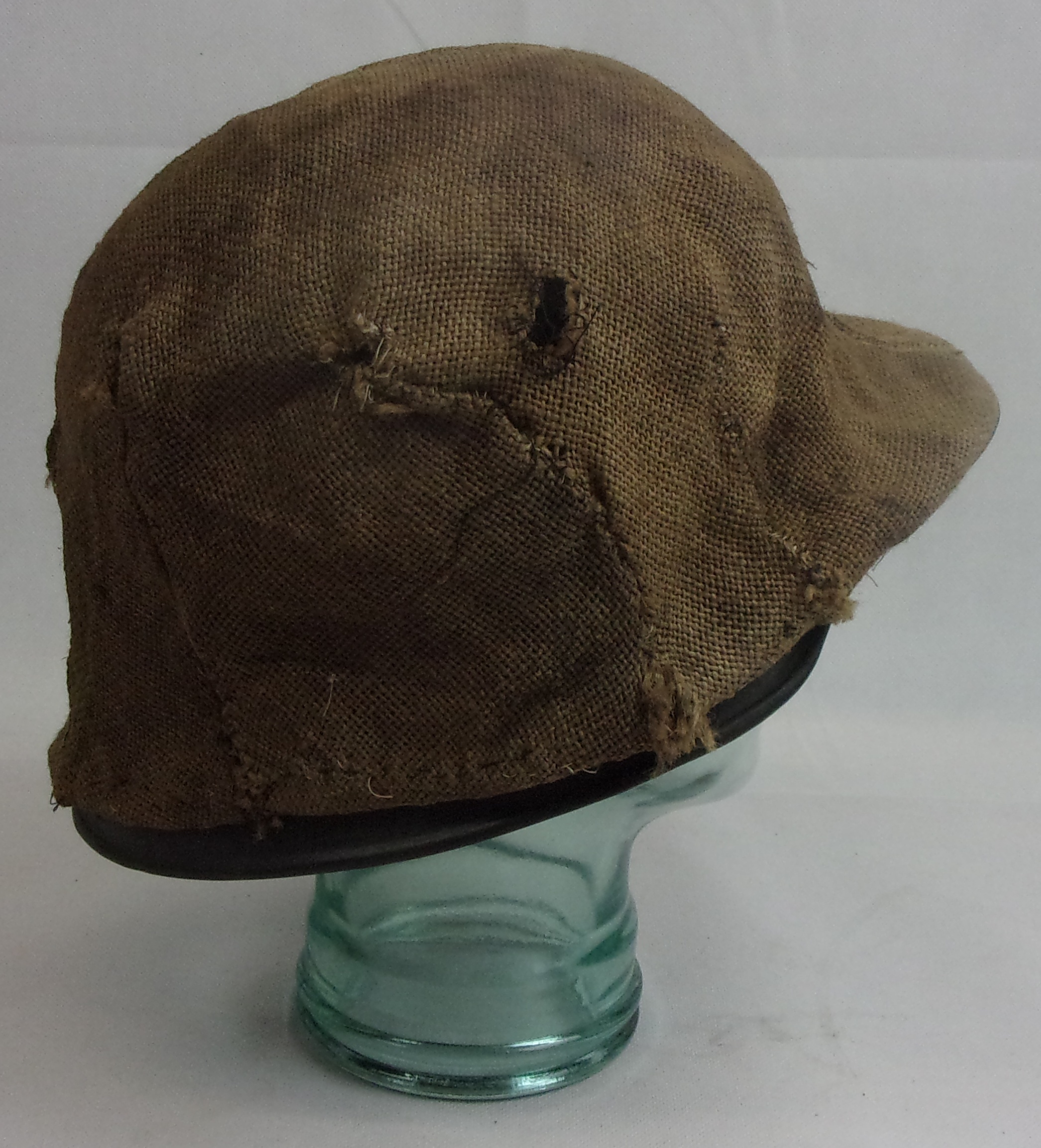 Original WW1 Helmet Shell From Ypres With A Hessian Cover