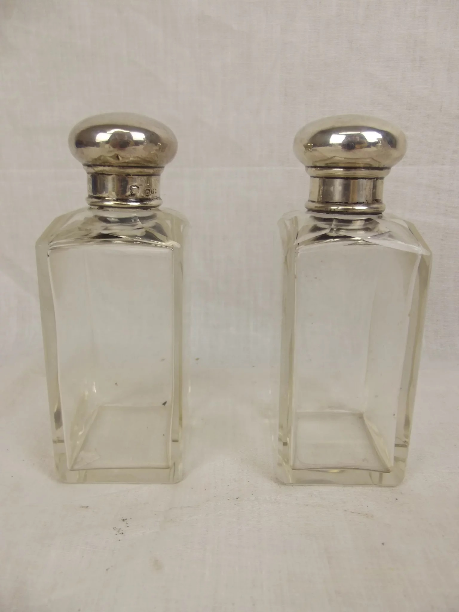 Pair Of London Silver Topped Perfume Bottles London 1932 - Image 3