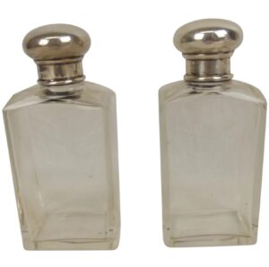 Pair Of London Silver Topped Perfume Bottles London 1932