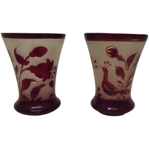 Pair Of Victorian Cranberry Glass Vases