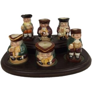 Royal Doulton Set Of Six Miniature Toby Jugs On Stand Limited Edition