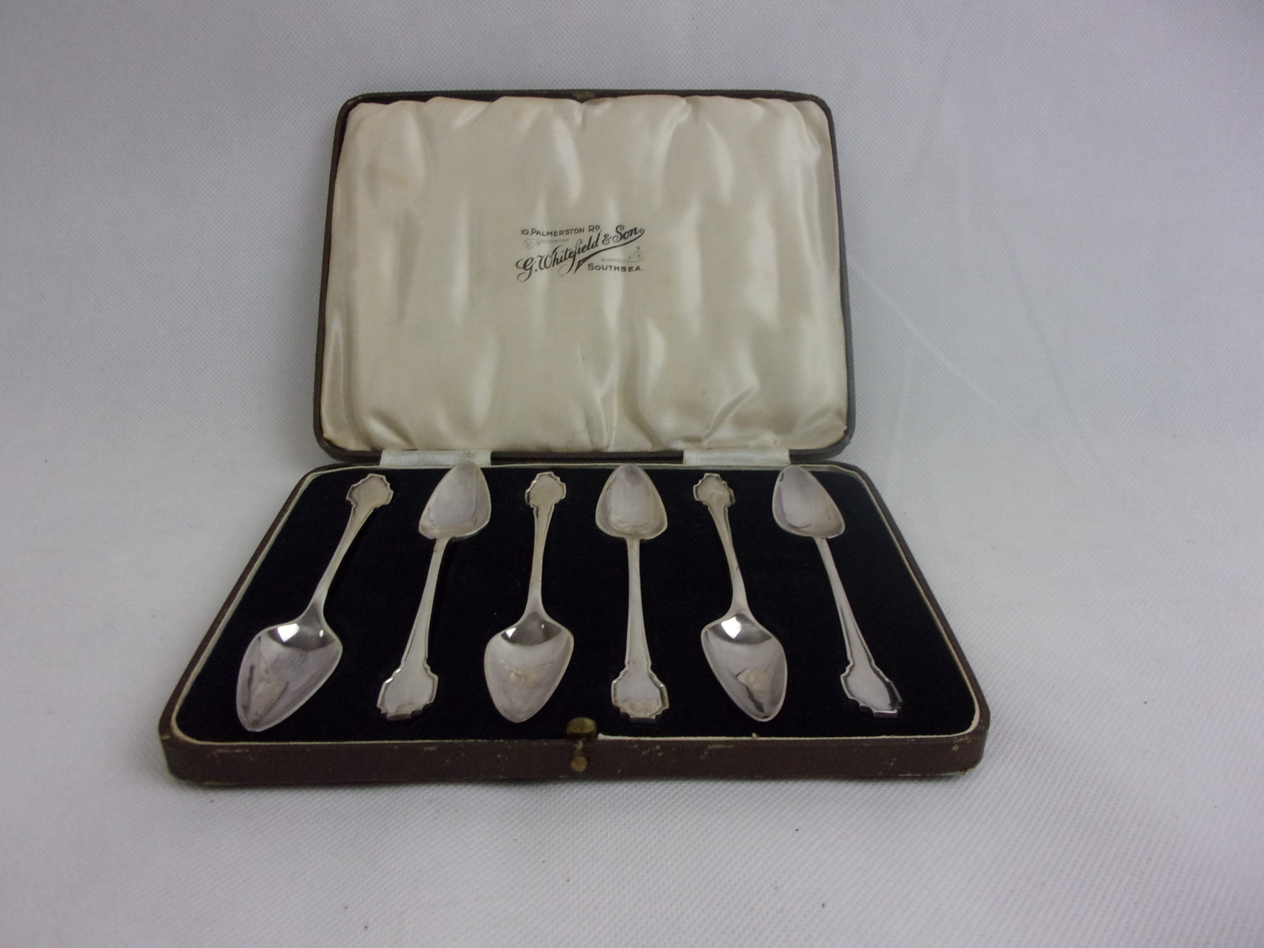 Cased Set Of Six Silver Plated Art Deco Coffee Spoons