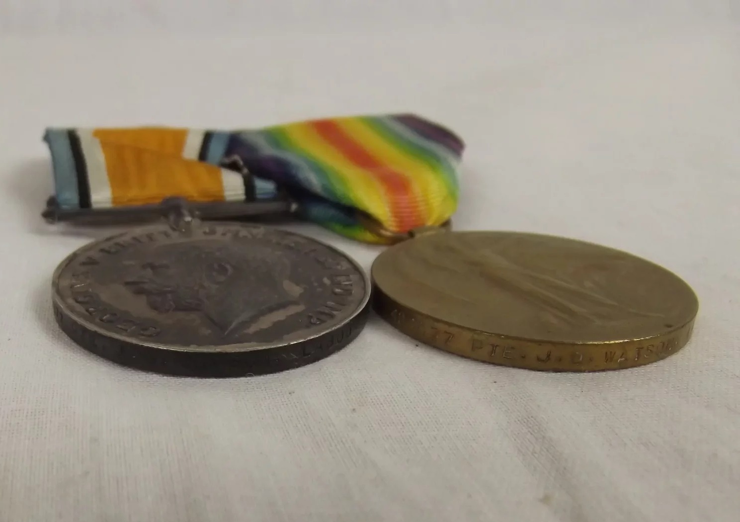 WW1 Medal Pair Private J. D. Watson Labour Corps - Image 4