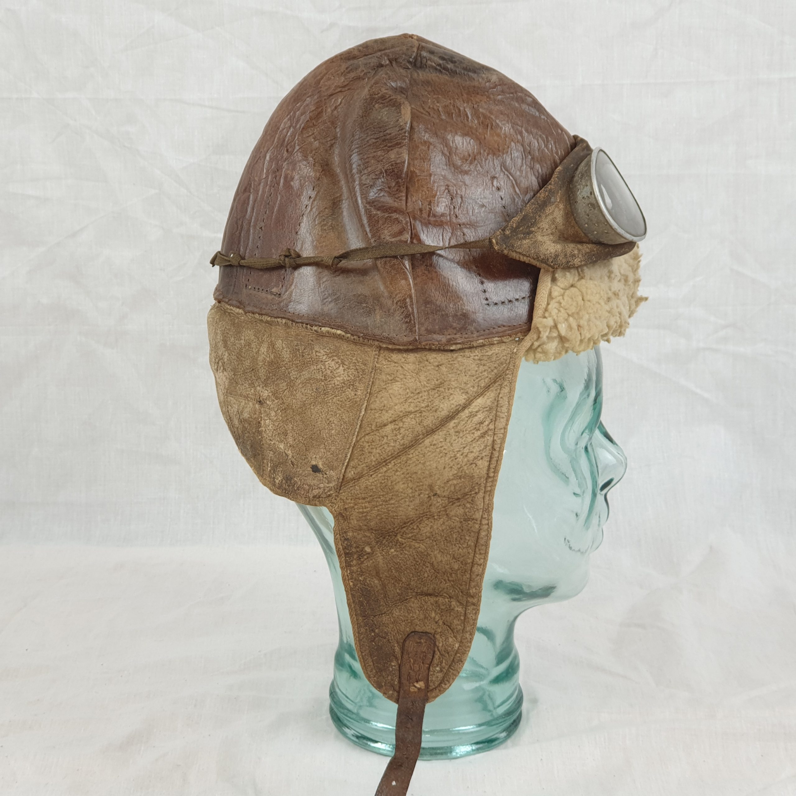 WWI First World War period RFC RAF Royal Flying Corps Helmet, Goggles And Photograph Of Owner
