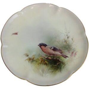 1916 Royal Worcester Tazza Of A Hen Bullfinch Hand Painted By James Stinton
