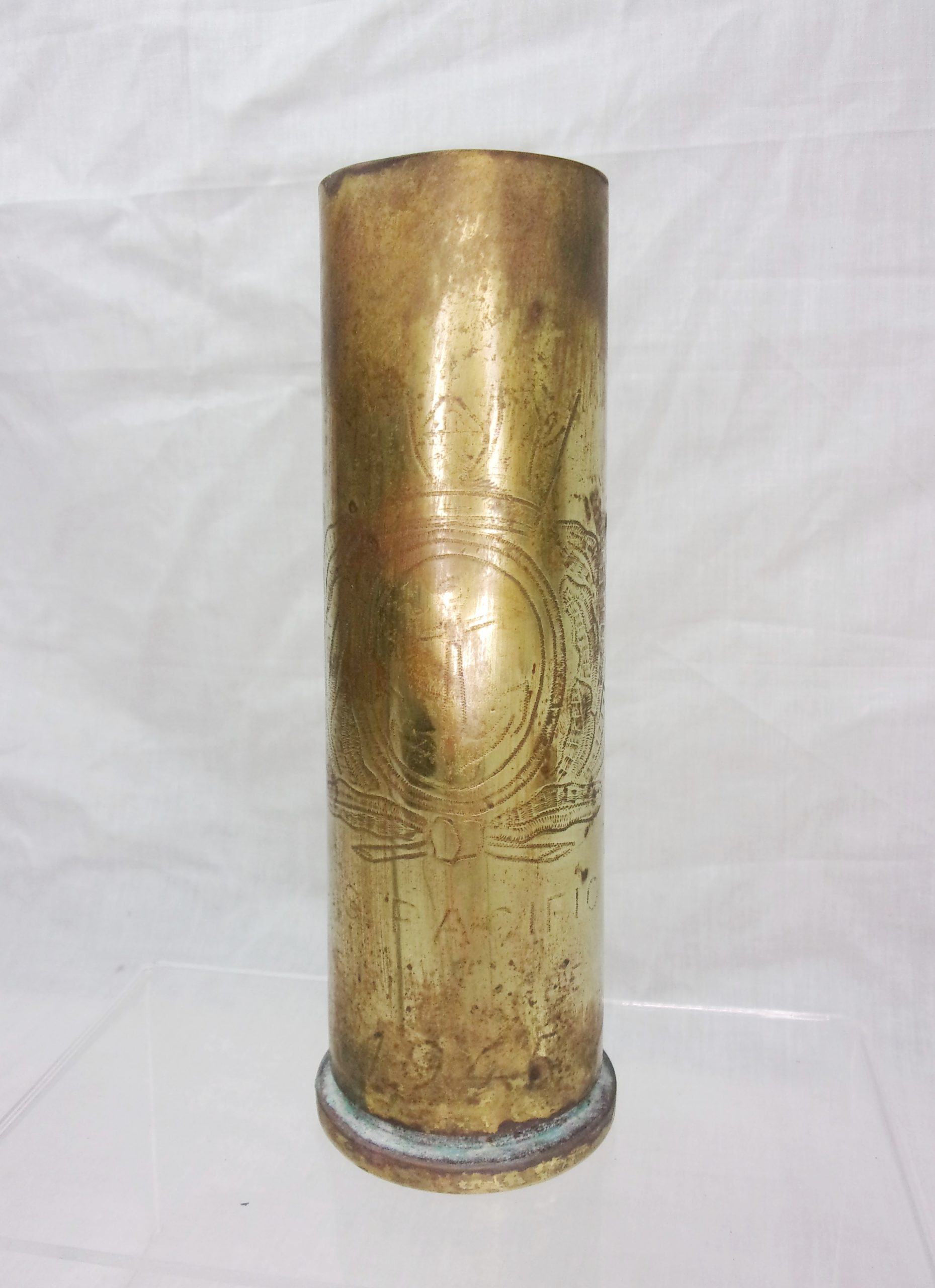 1942 Trench Art 40mm Bofors Shell Case Engraved C S Pacific 1945