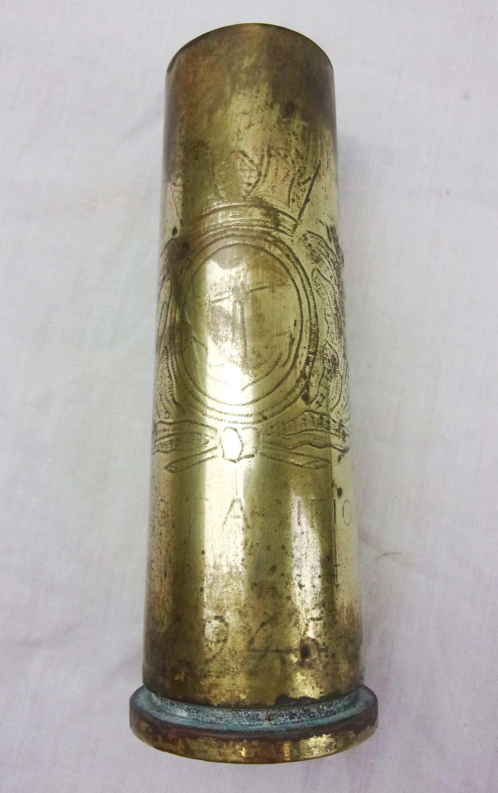 1942 Trench Art 40mm Bofors Shell Case Engraved C S Pacific 1945 - Image 2