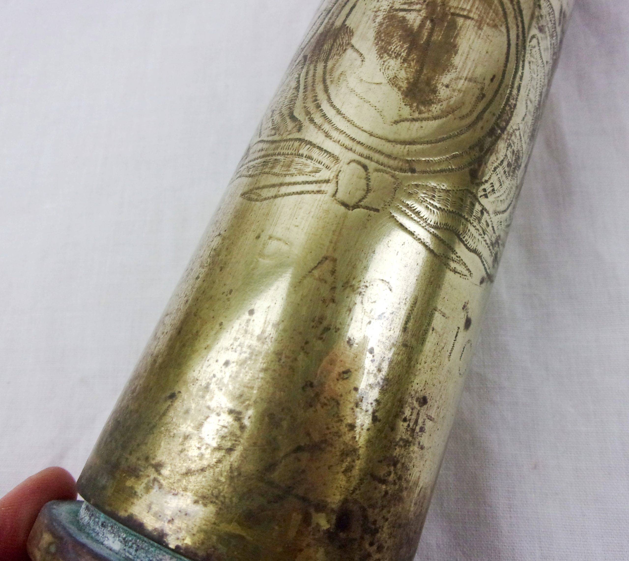 1942 Trench Art 40mm Bofors Shell Case Engraved C S Pacific 1945 - Image 11