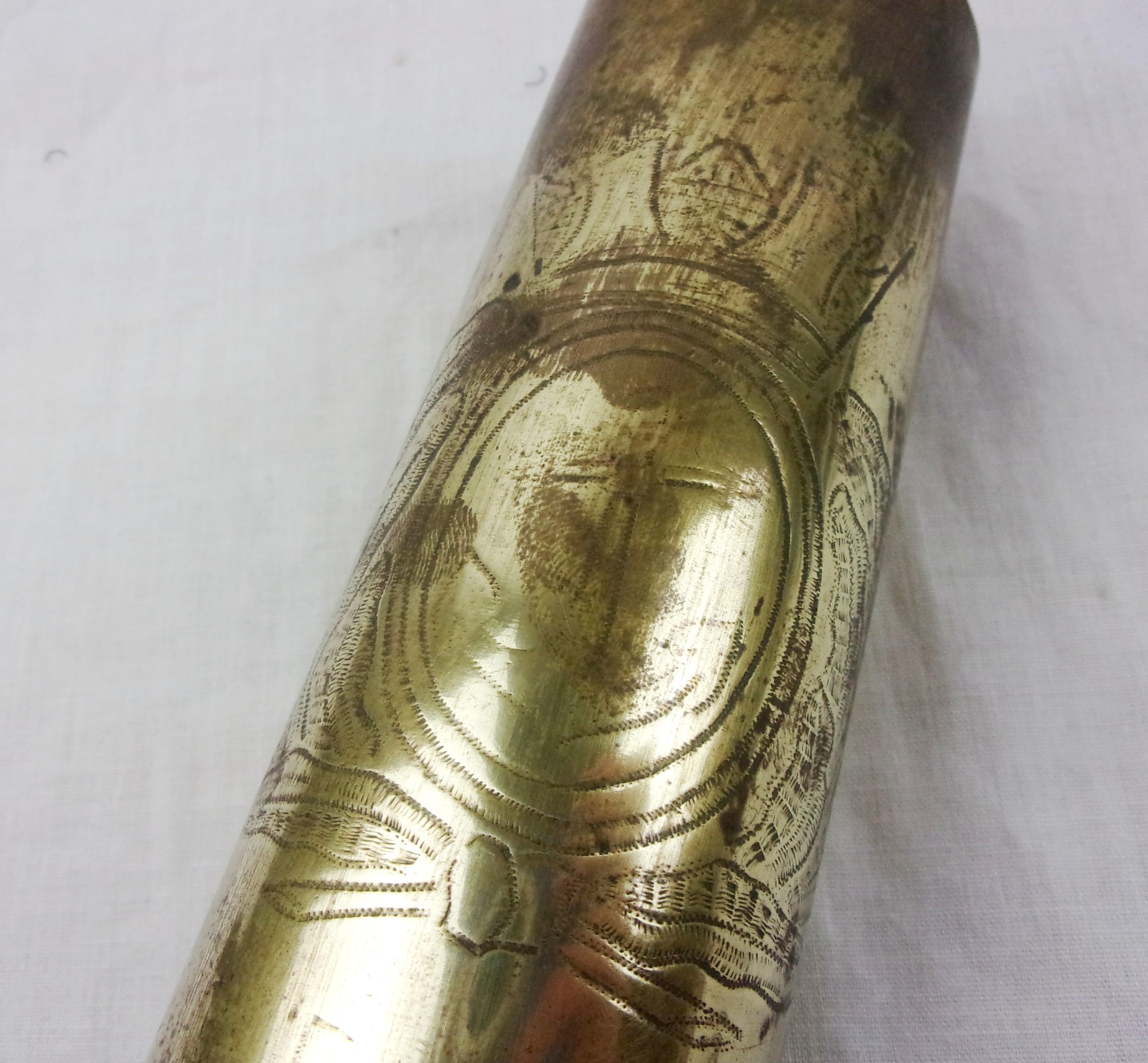 1942 Trench Art 40mm Bofors Shell Case Engraved C S Pacific 1945 - Image 10