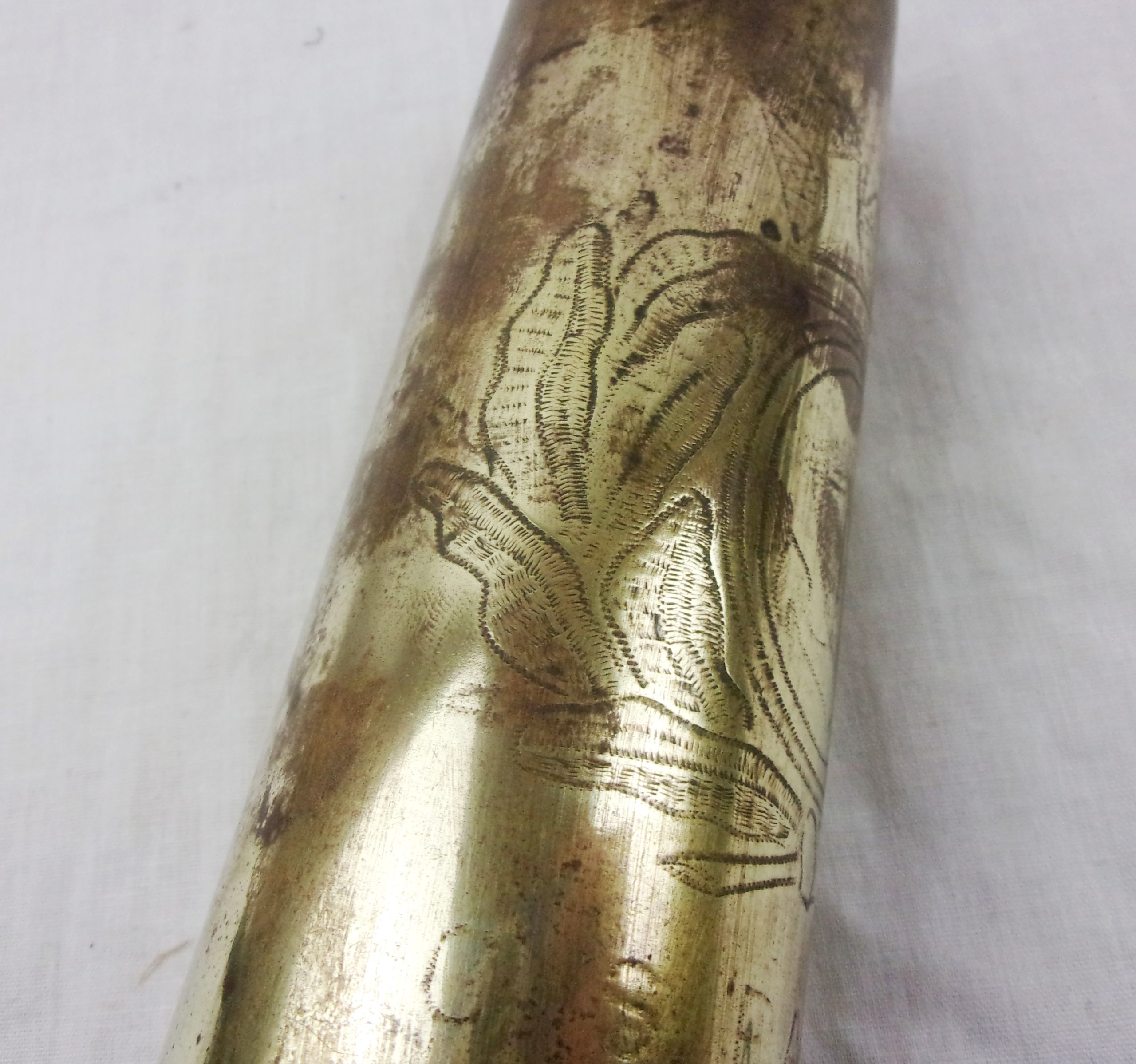 1942 Trench Art 40mm Bofors Shell Case Engraved C S Pacific 1945 - Image 8
