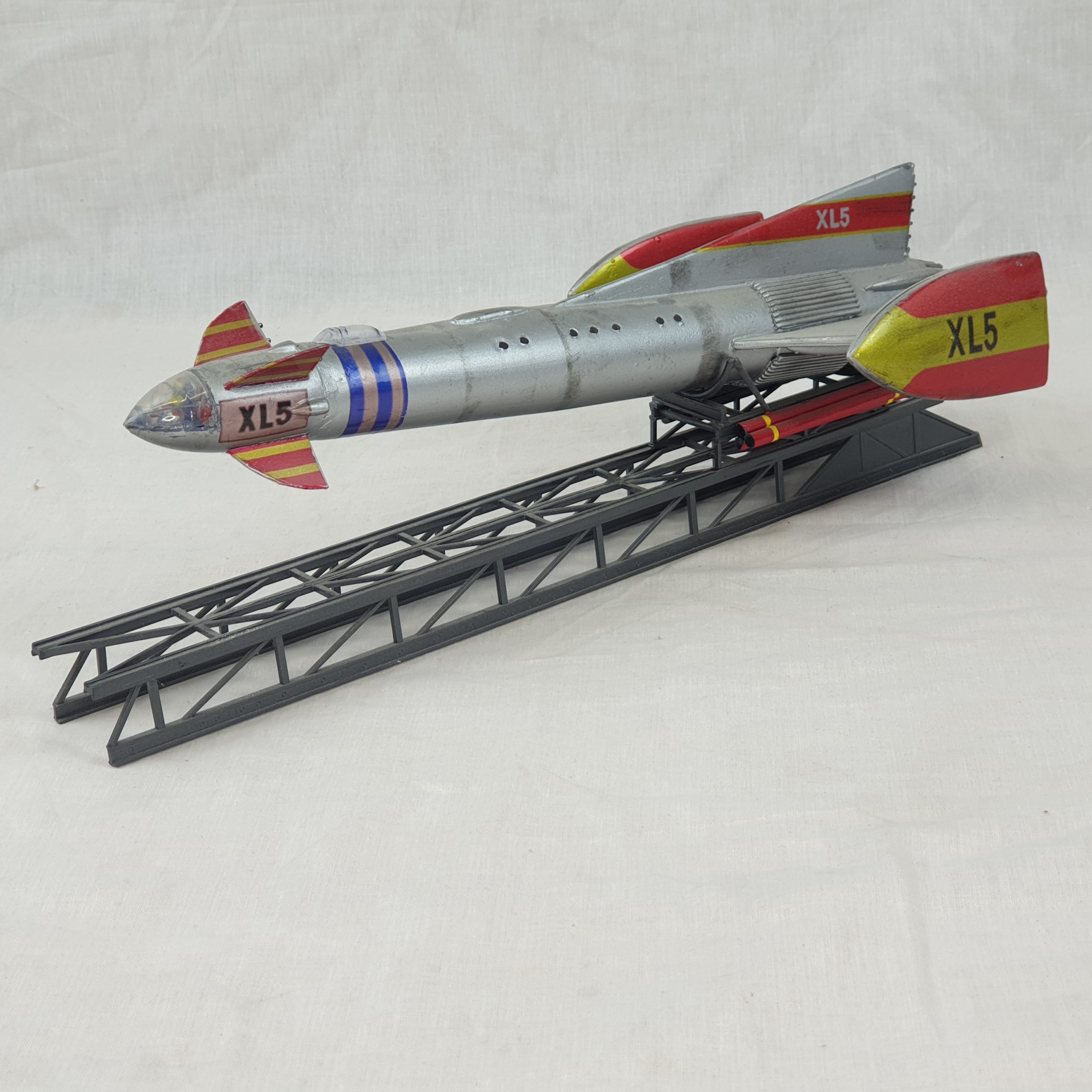 3D Printed And Hand Built Model Of Fireball XL5 With Its Launching Ramp