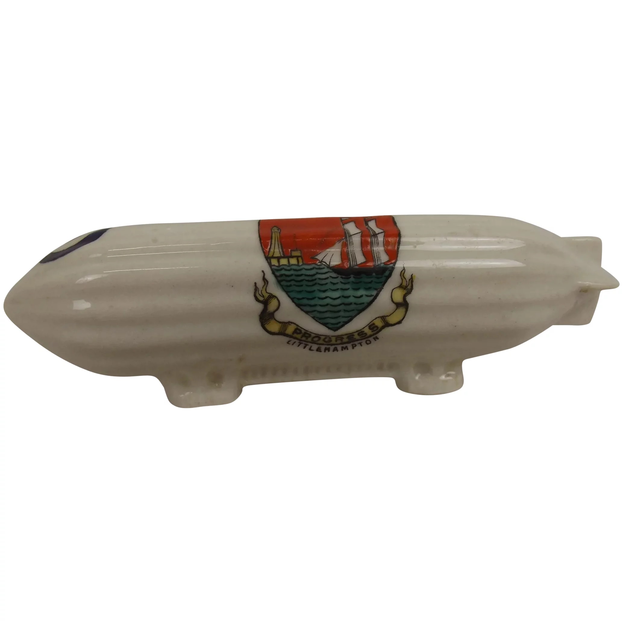 Carlton Crested China WW1 Zeppelin With Littlehampton Crest