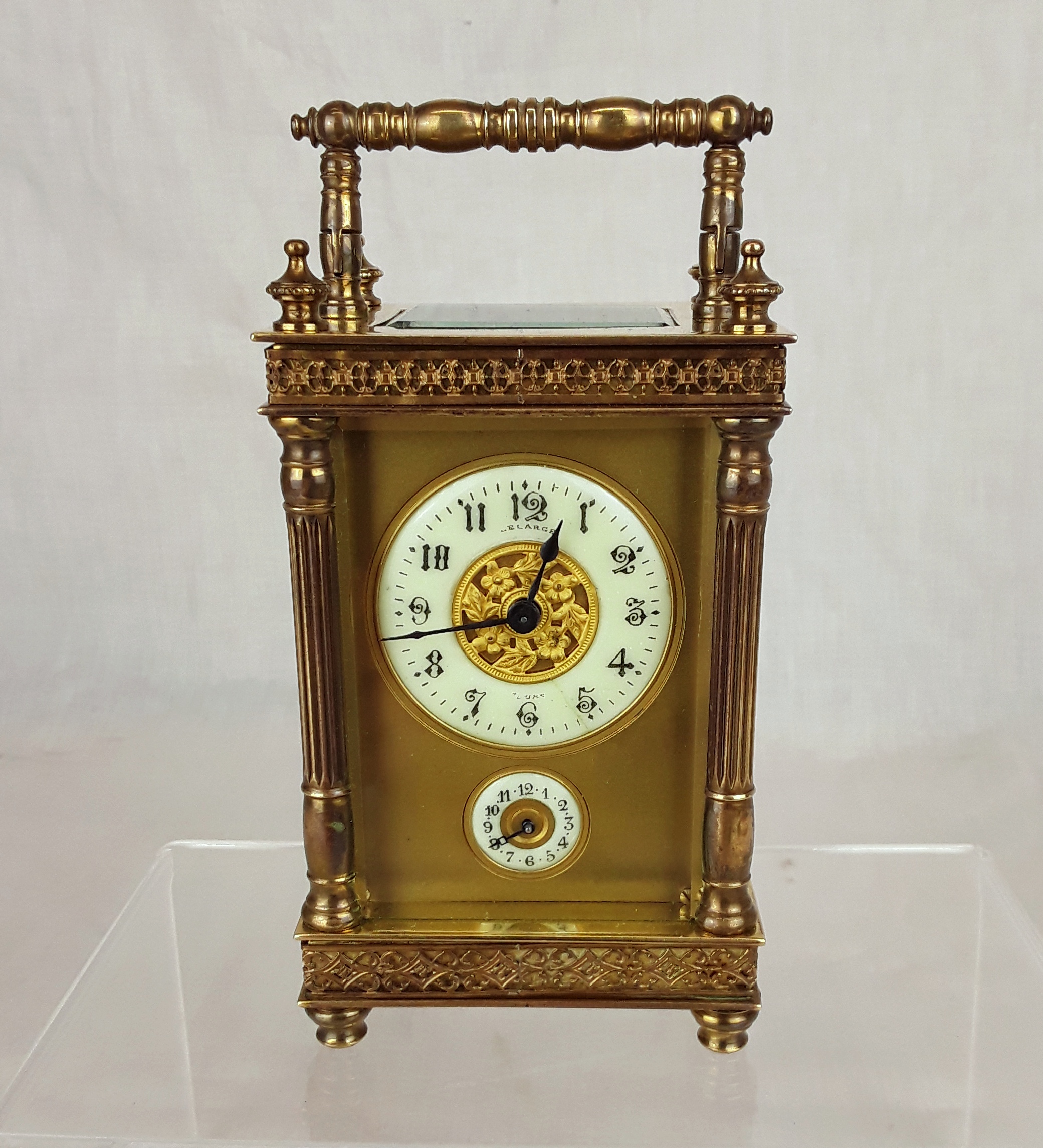 Circa 1895 Fine French Diette Hour Carriage Alarm Clock